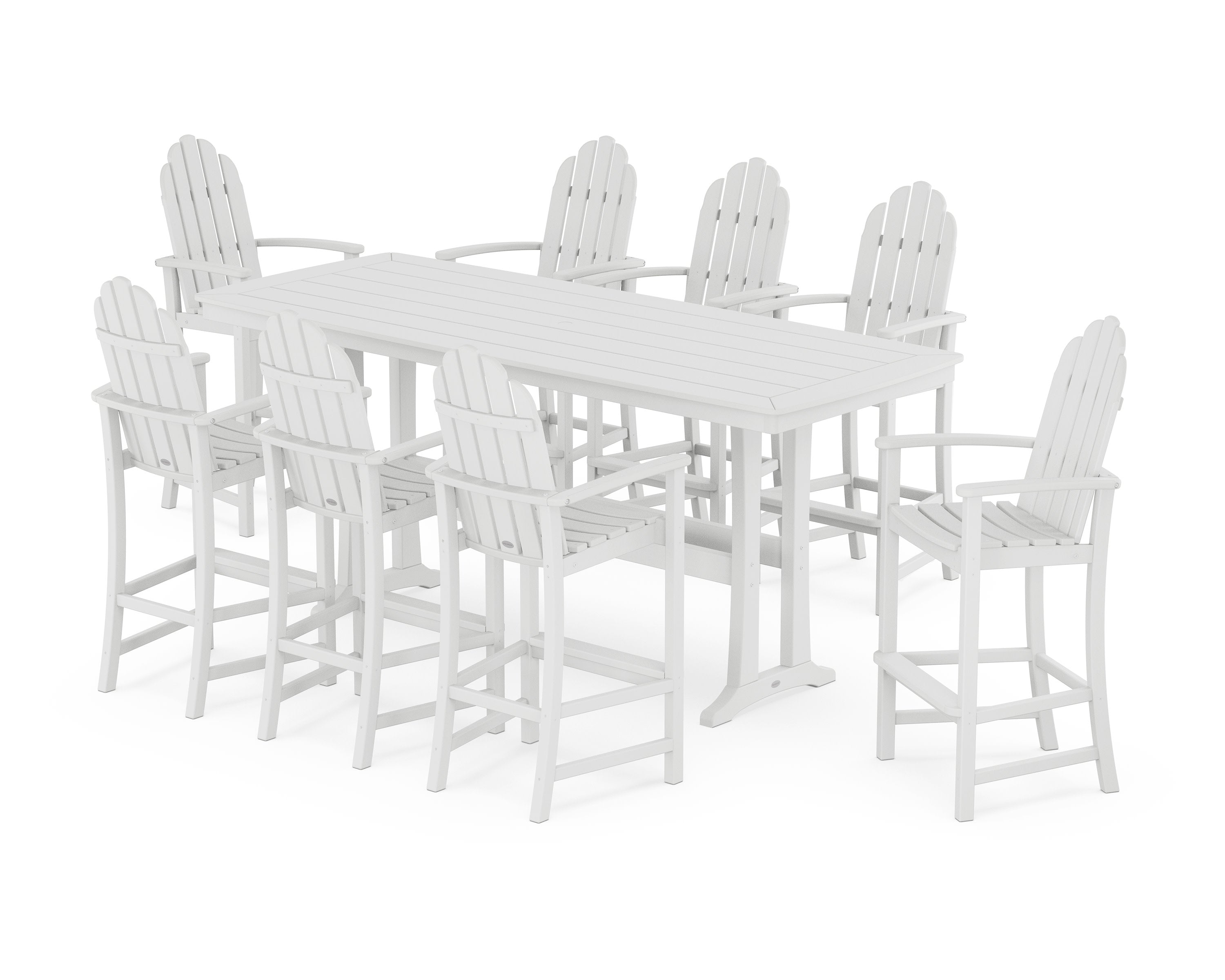 Classic Adirondack 9-Piece Bar Set with Trestle Legs in White