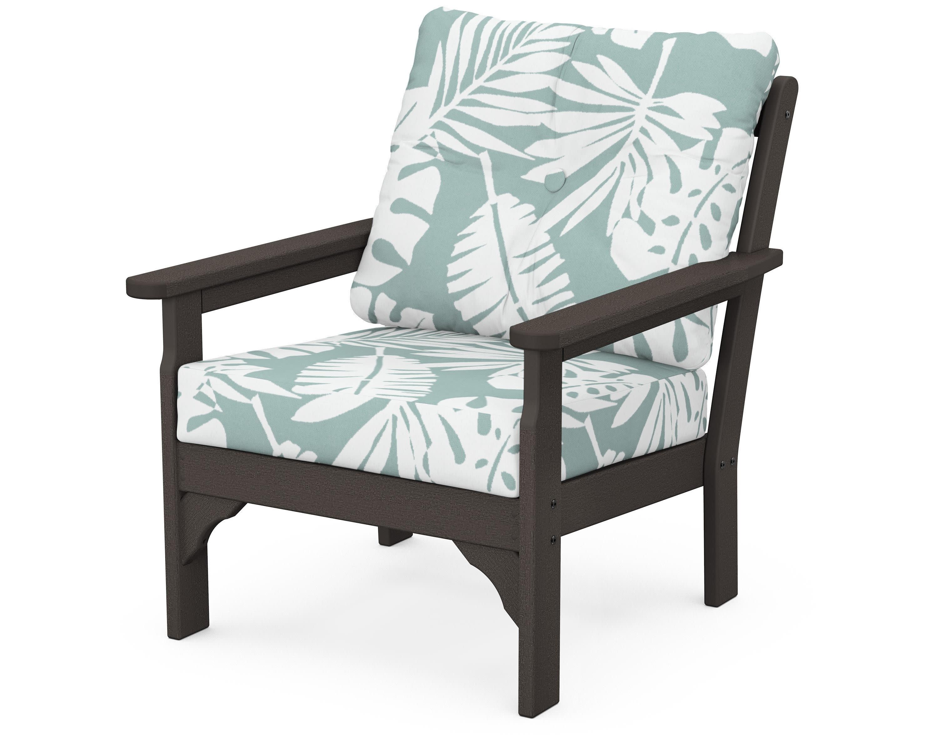 Vineyard Deep Seating Chair in Vintage Coffee / Leaf Glacier Spa
