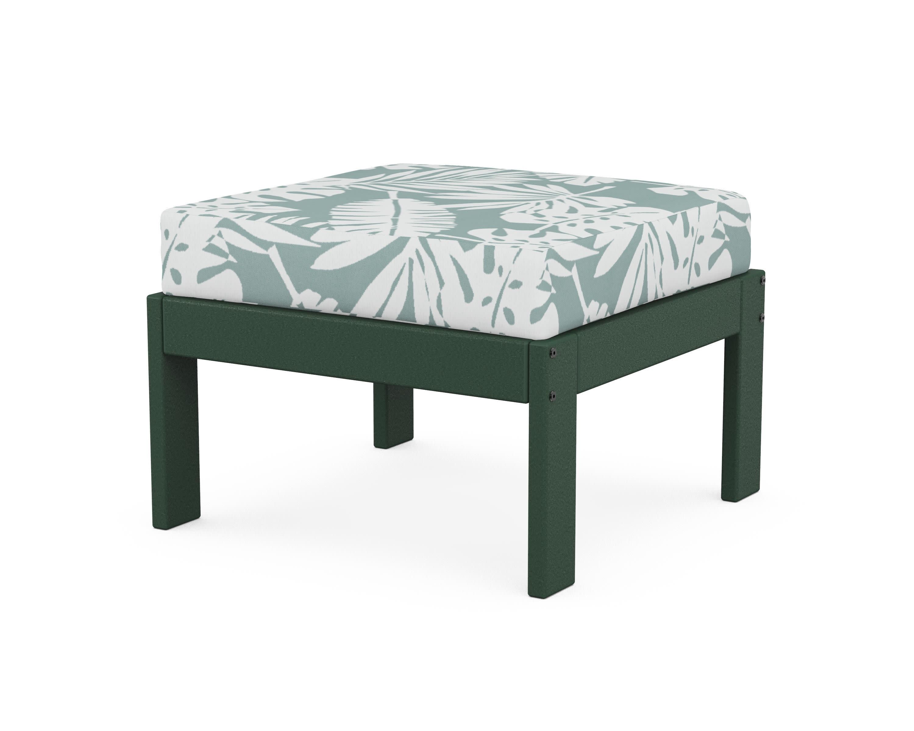 Vineyard Modular Ottoman in Green / Leaf Glacier Spa
