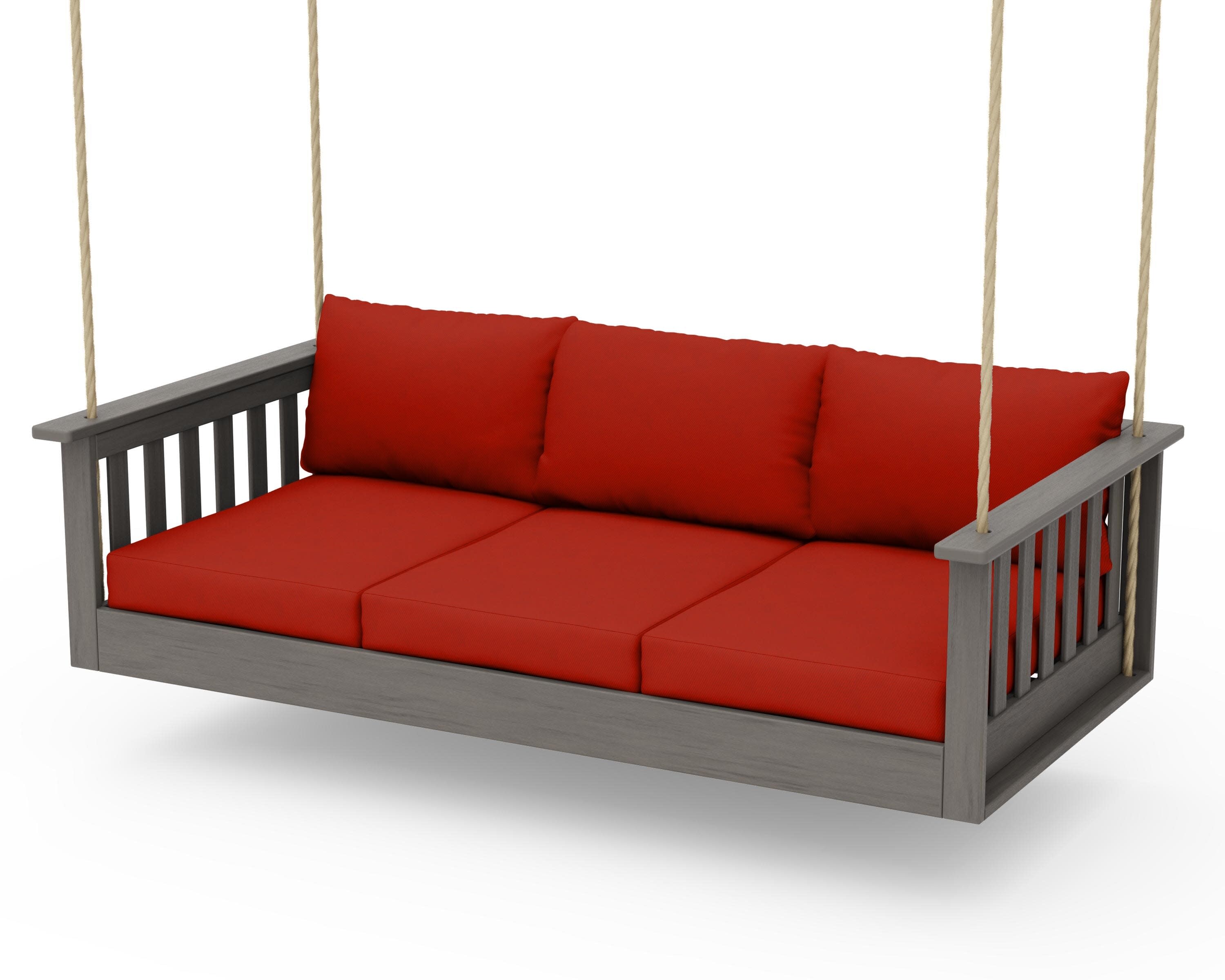 Vineyard Daybed Swing in Driftwood / Canvas Jockey Red