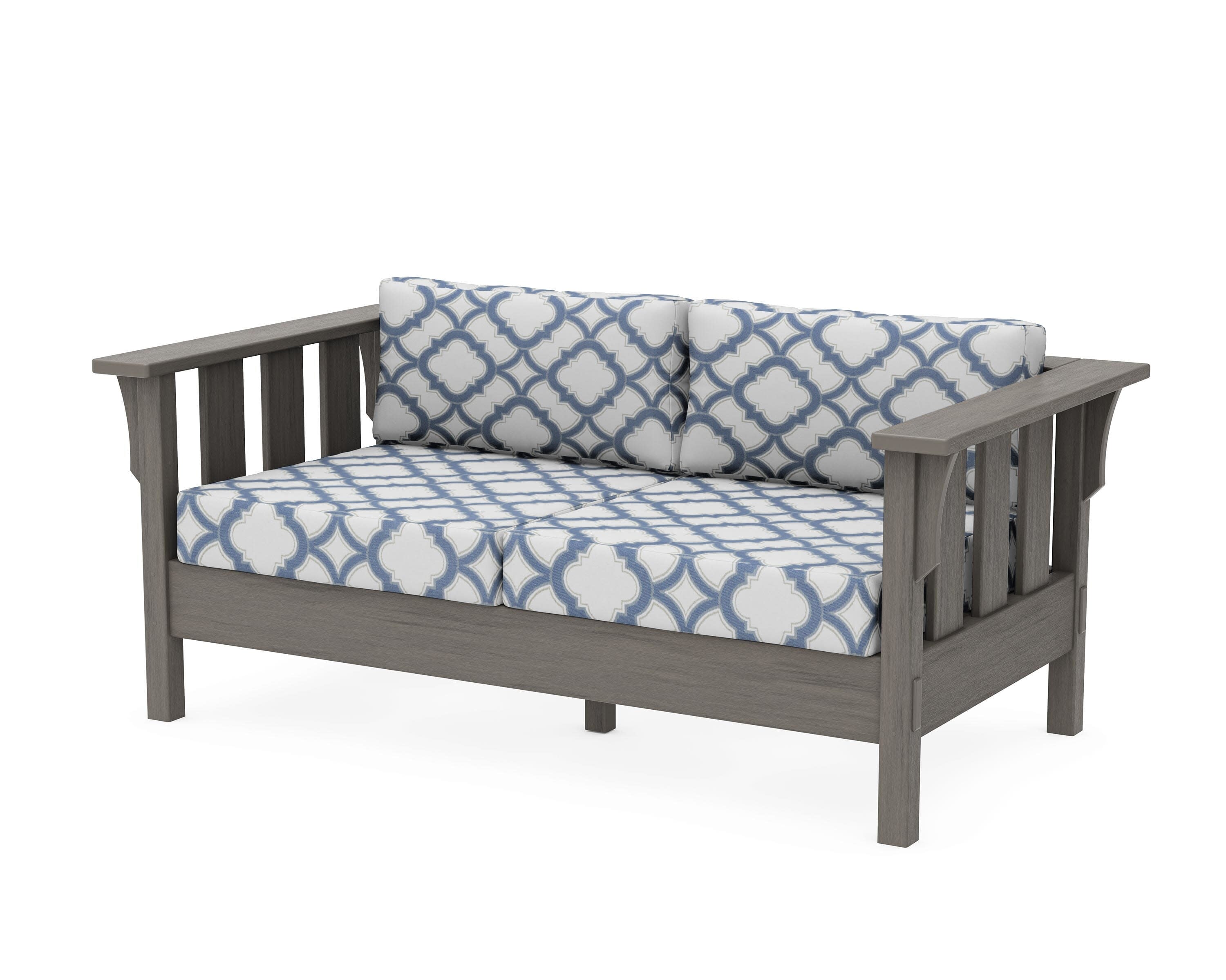 Acadia Deep Seating Loveseat in Driftwood / Trellis Sky Blue