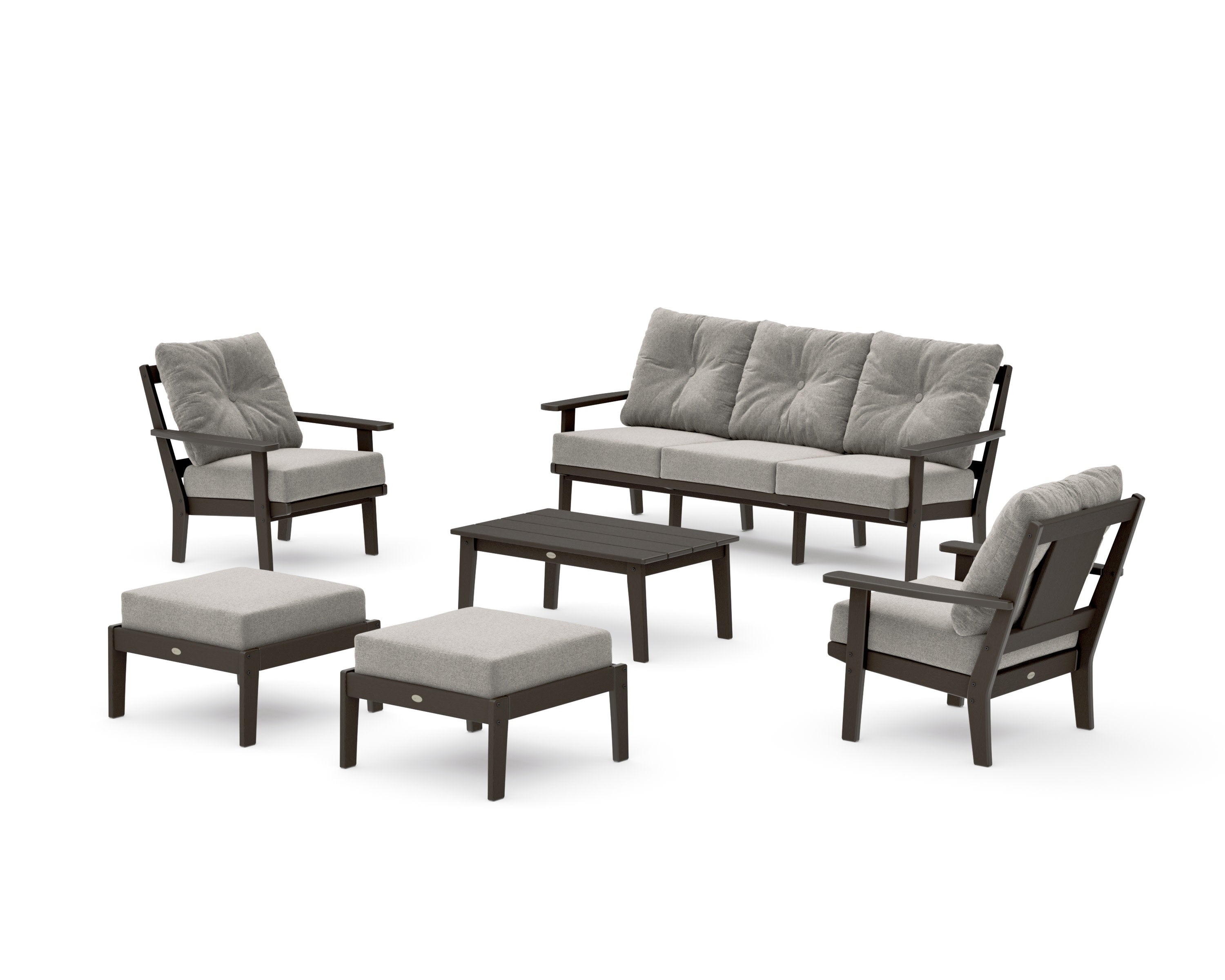 Prairie 6-Piece Lounge Sofa Set in Vintage Coffee / Weathered Tweed