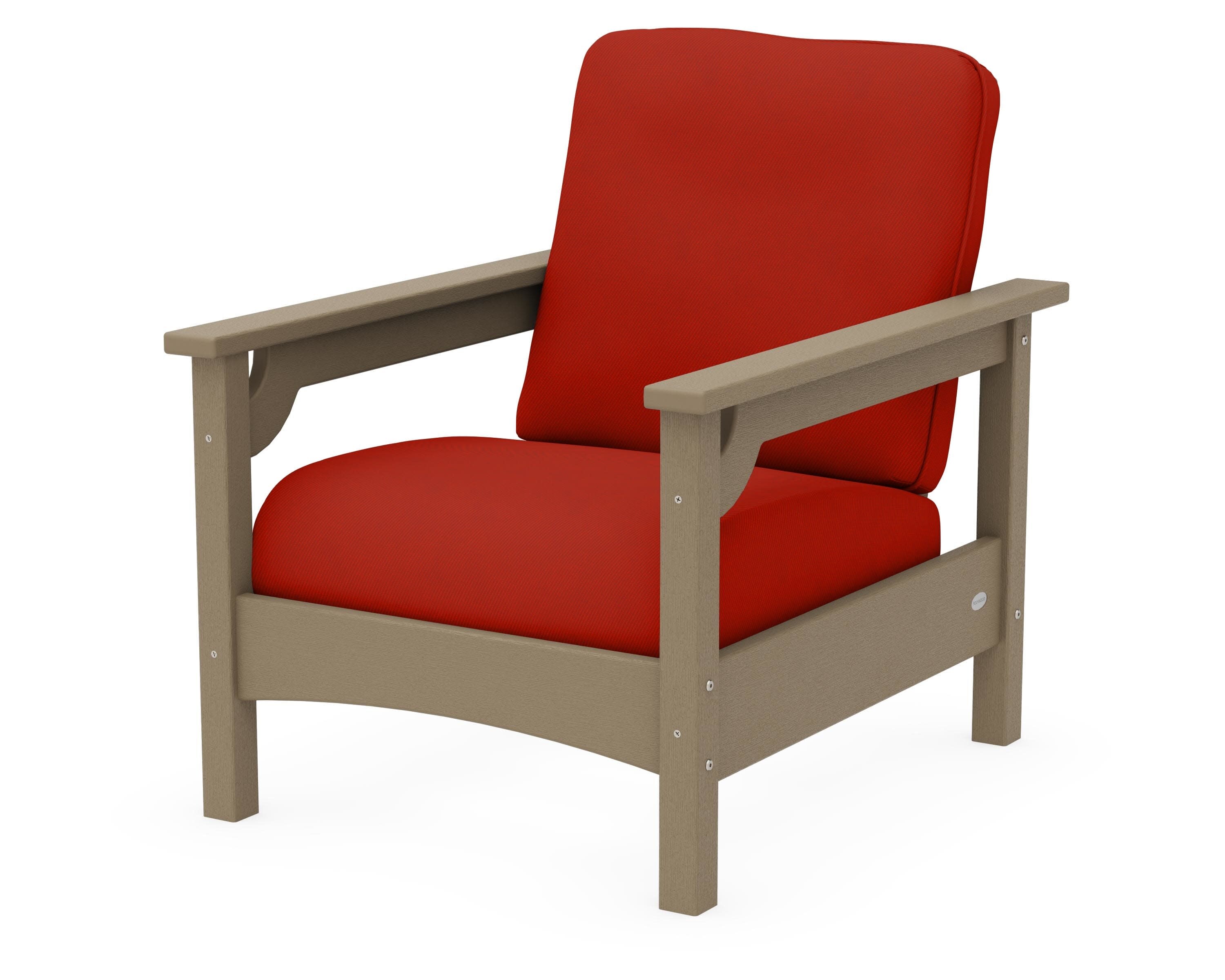 Club Chair in Vintage Sahara / Canvas Jockey Red