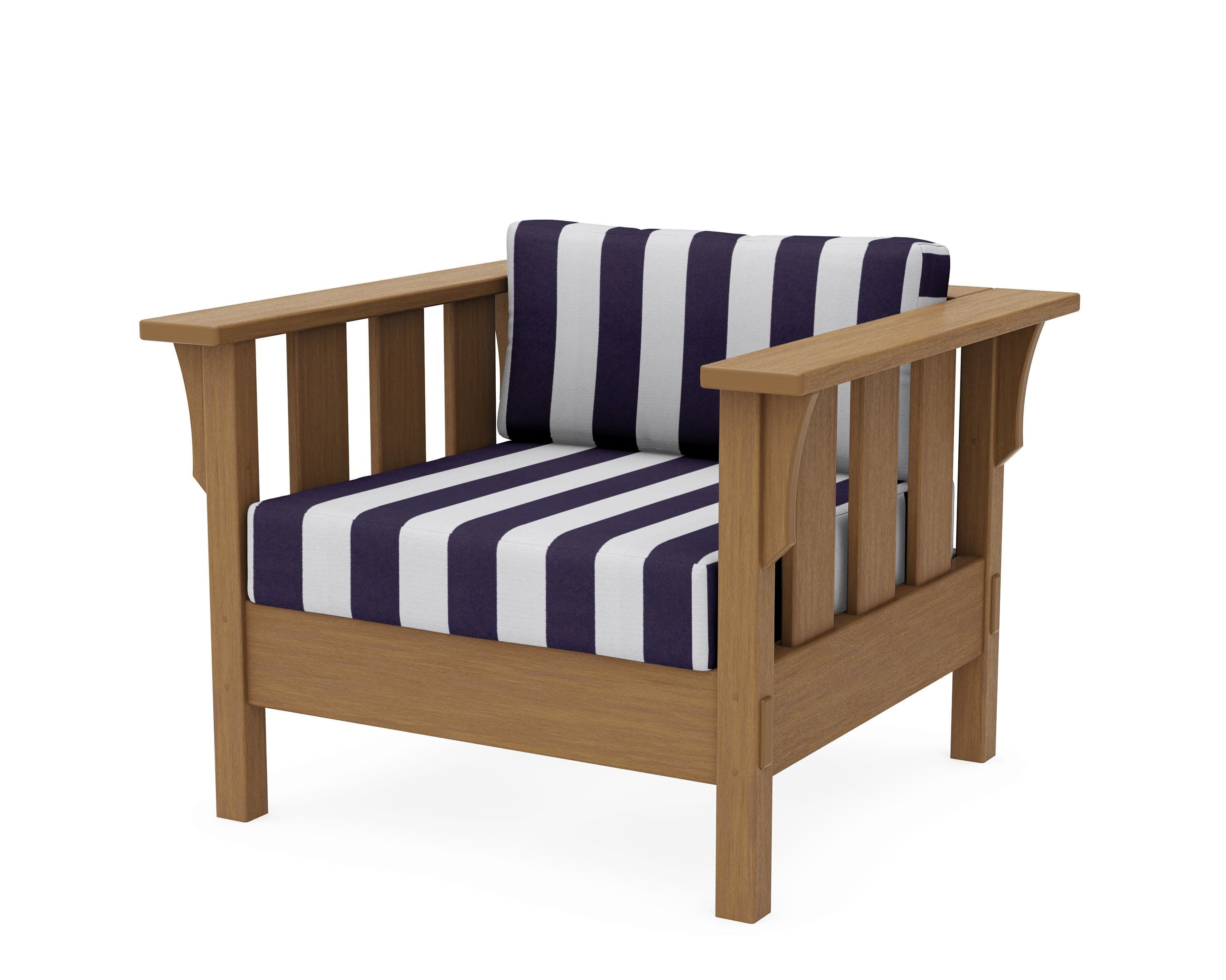 Acadia Deep Seating Chair in Natural / Cabana Stripe Navy