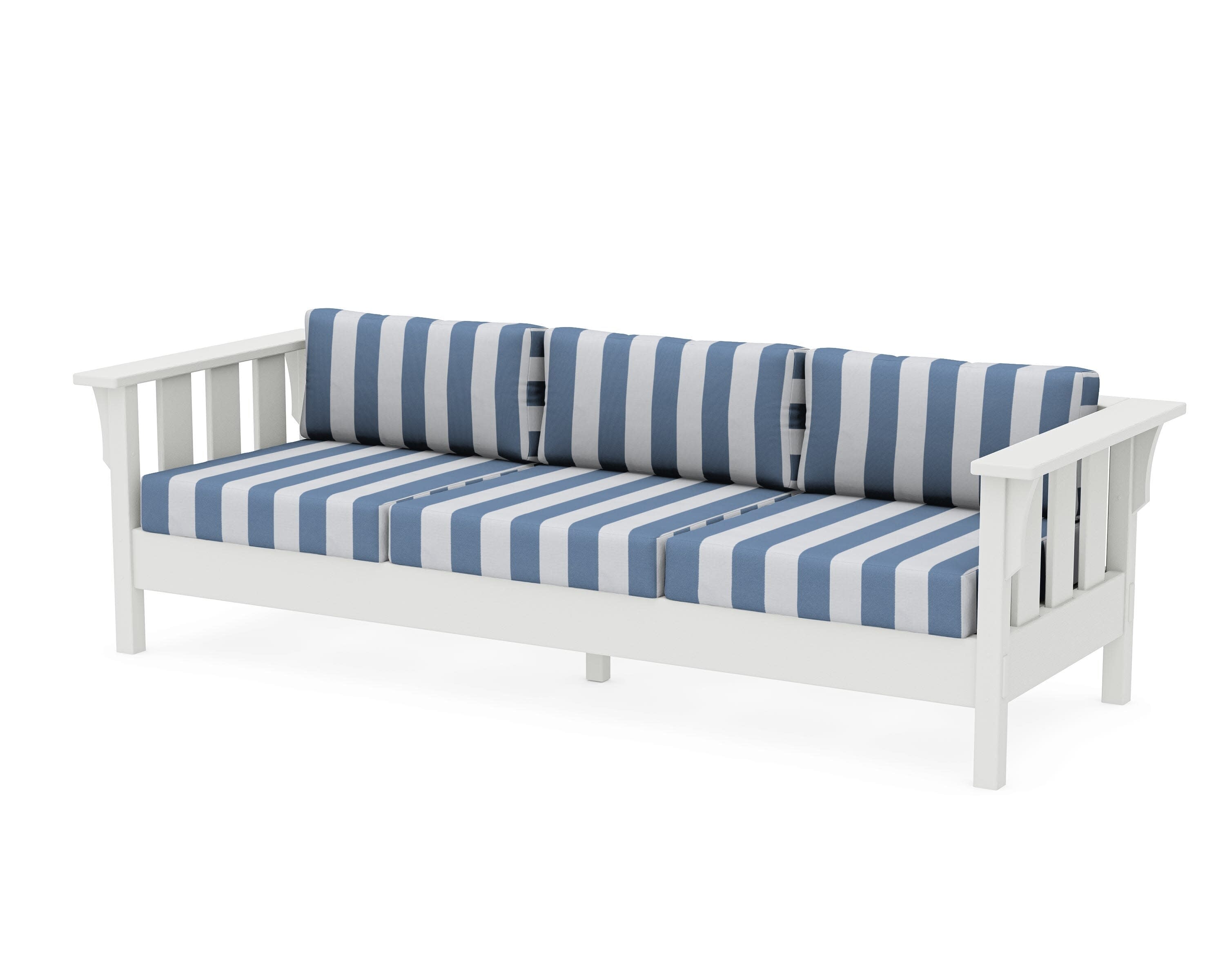 Acadia Deep Seating Sofa in Vintage White / Cabana Stripe Sky Blue