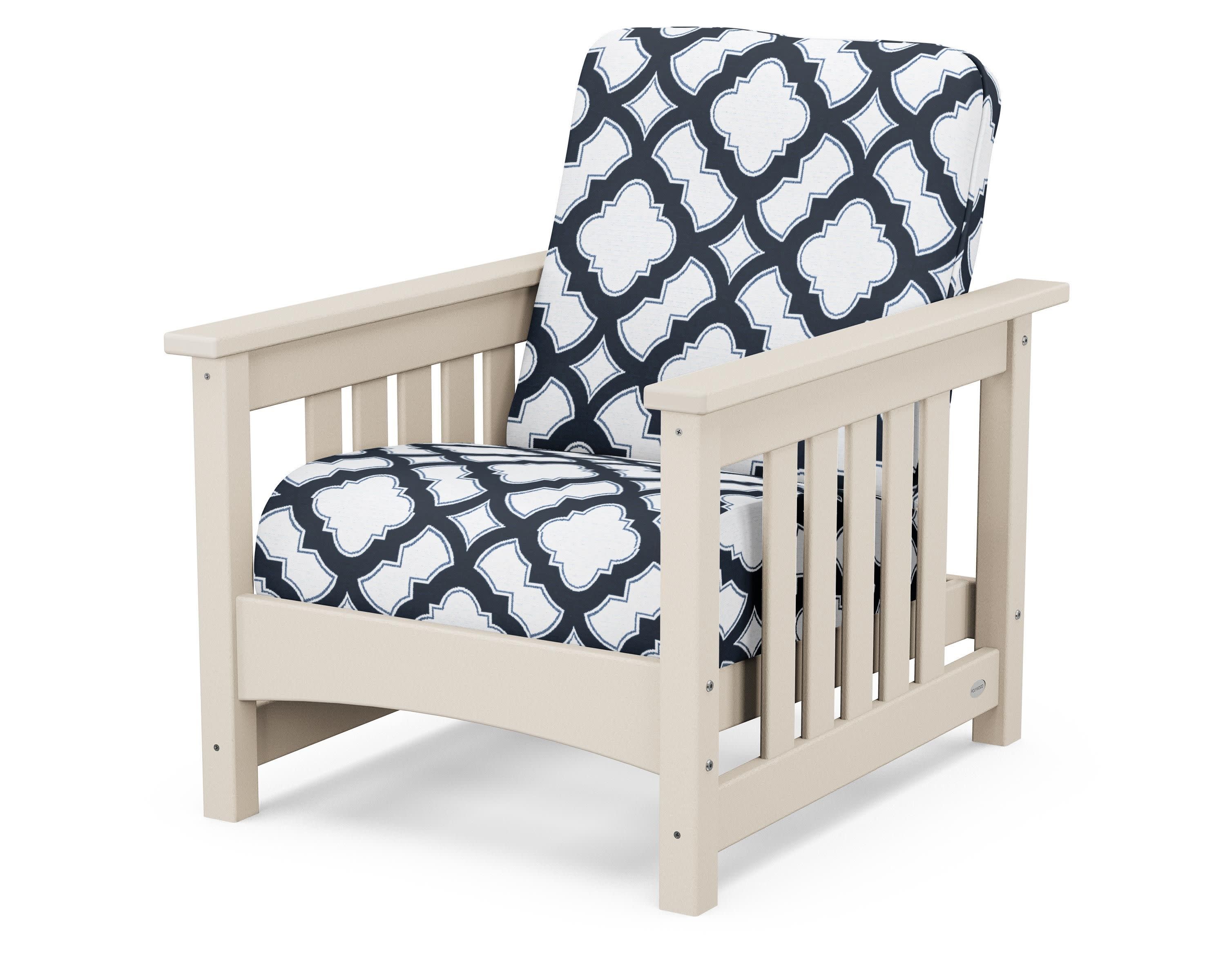Club Mission Chair in Sand / Trellis Marine Indigo