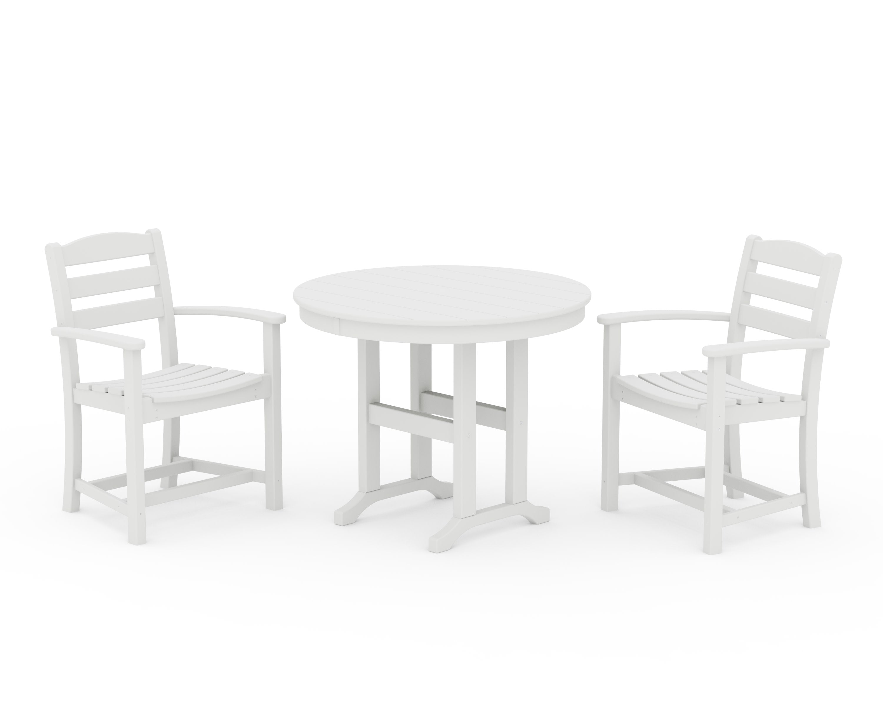 La Casa Caf 3-Piece Round Dining Set in White