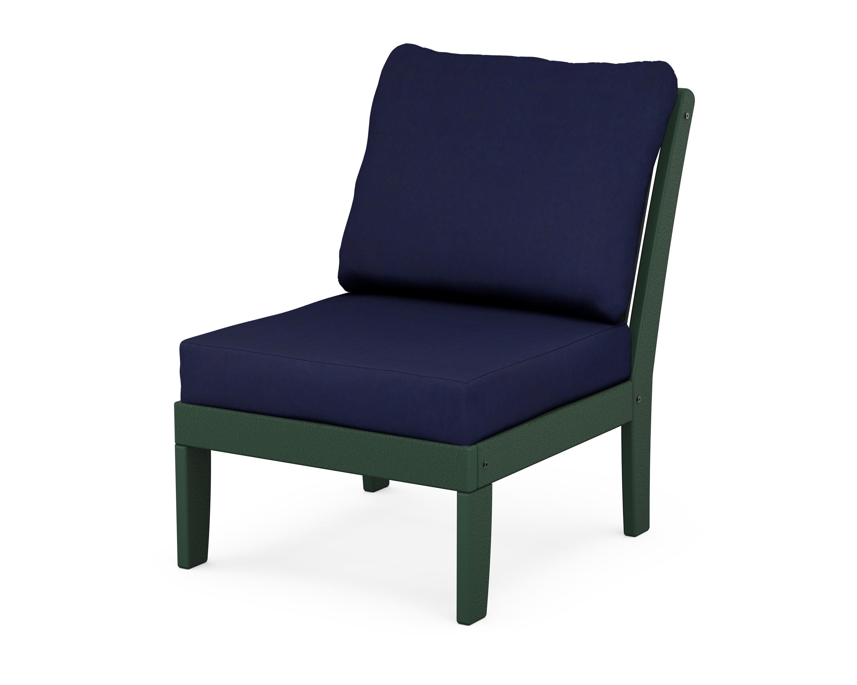 Braxton Modular Armless Chair in Green / Navy