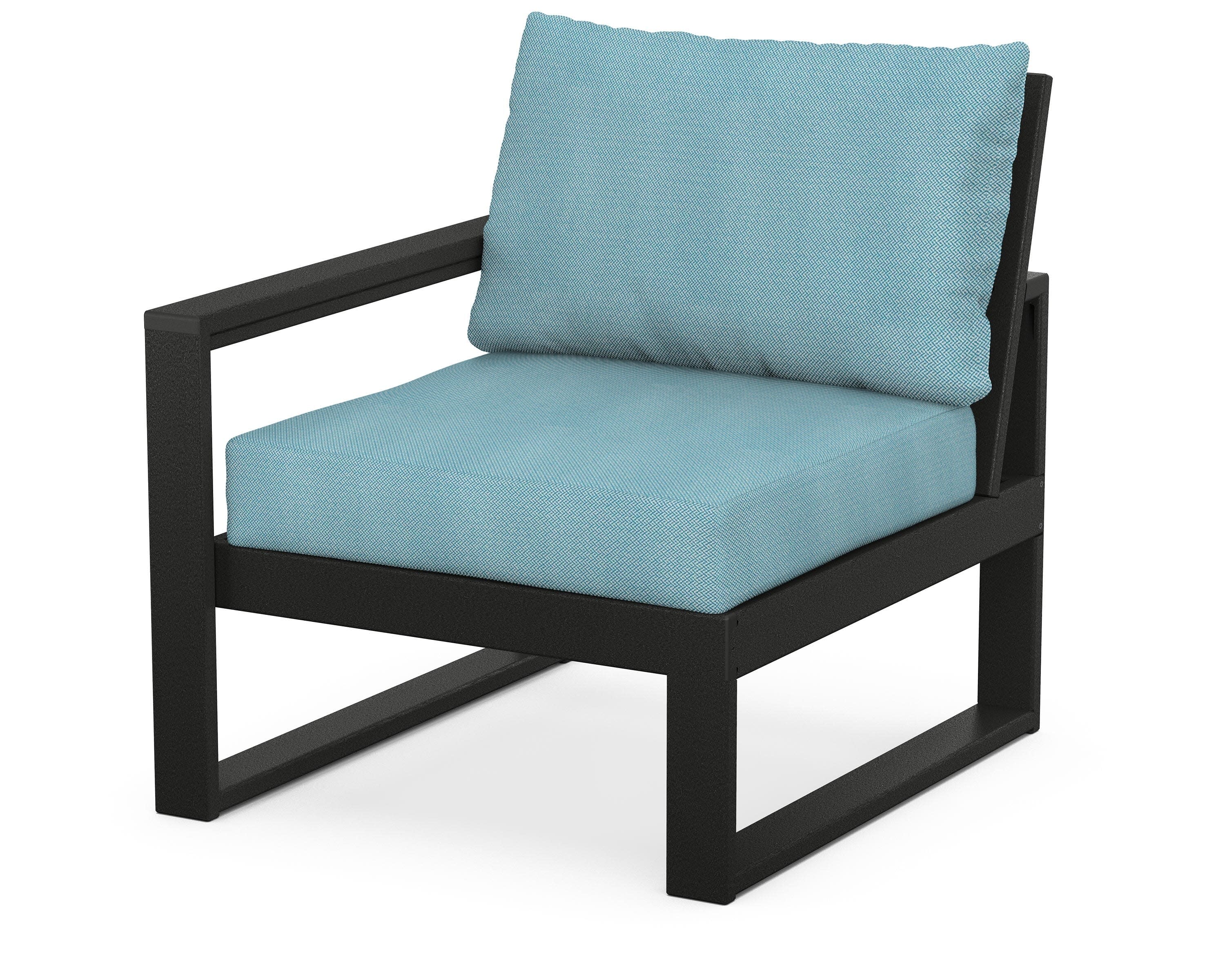 EDGE Modular Left Arm Chair in Black / Lattice Sky Blue