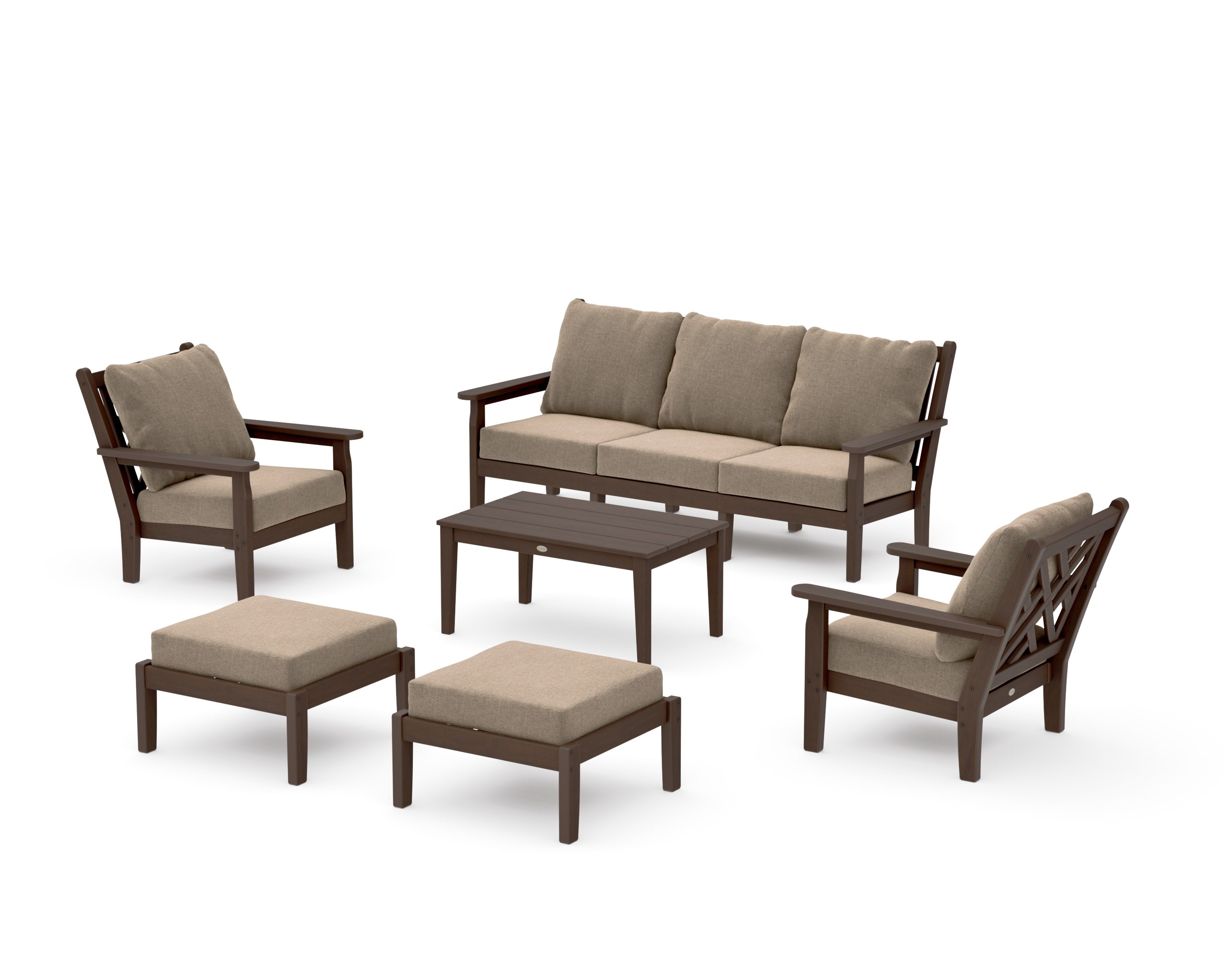 Chippendale 6-Piece Lounge Sofa Set in Kona / Spiced Burlap
