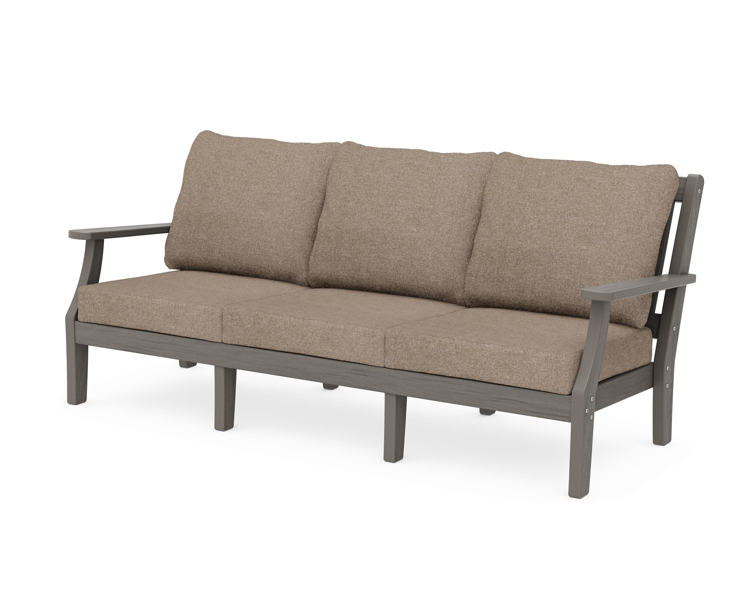 Chinoiserie Deep Seating Sofa in Driftwood / Spiced Burlap