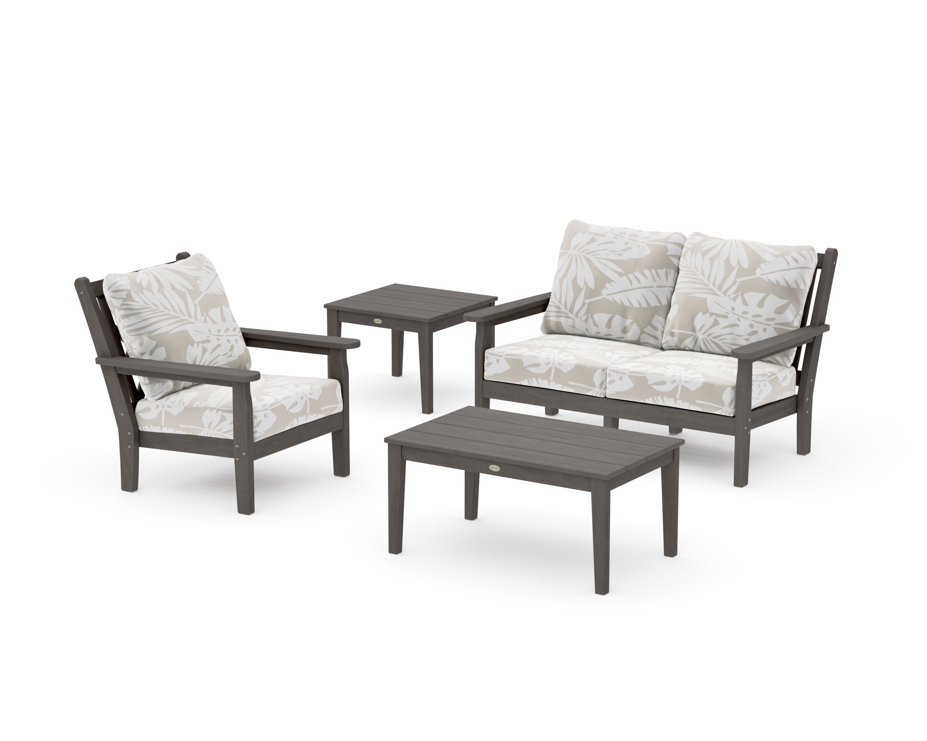 Chippendale 4-Piece Deep Seating Set in Driftwood / Leaf Dune Burlap