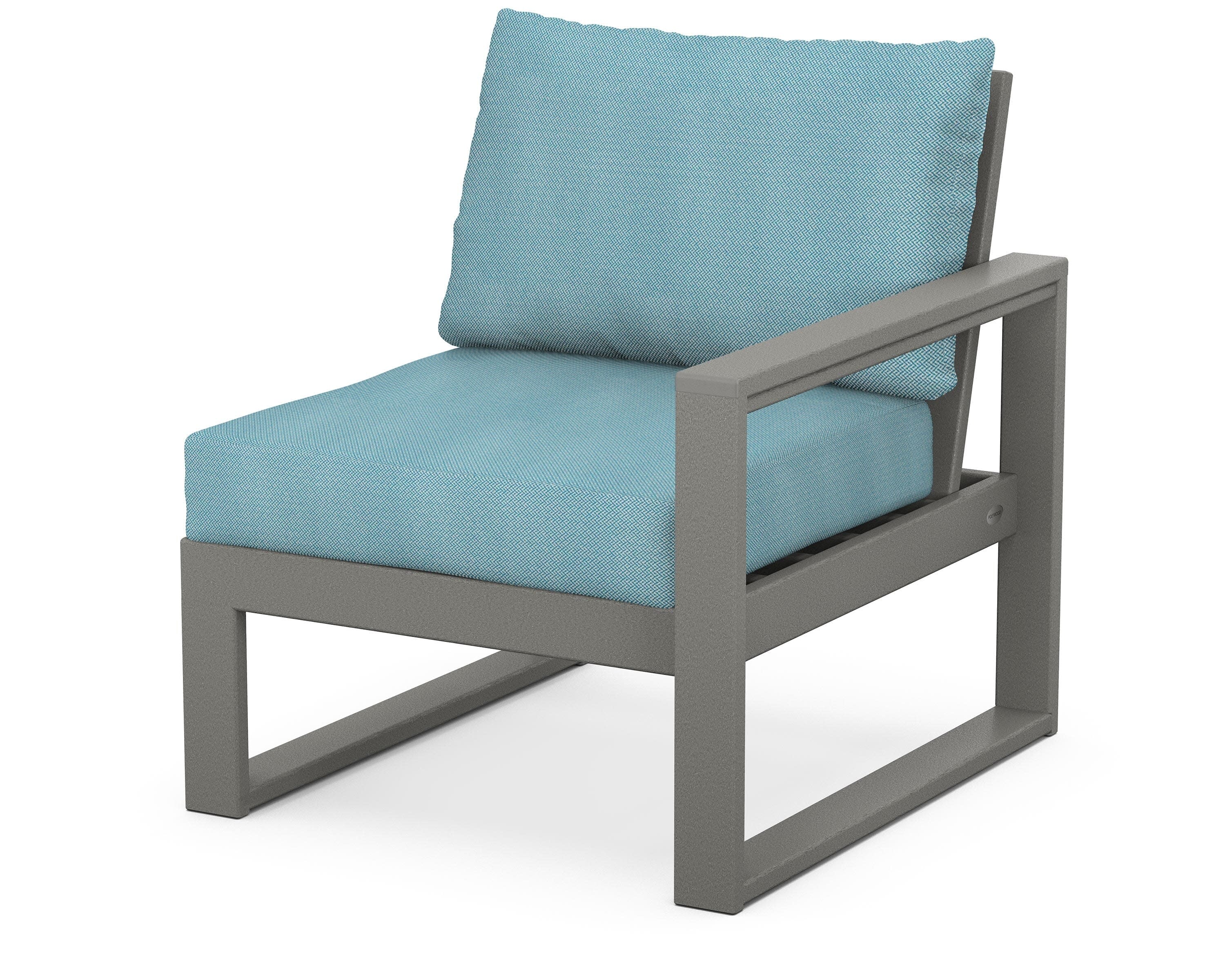 EDGE Modular Right Arm Chair in Slate Grey / Lattice Sky Blue