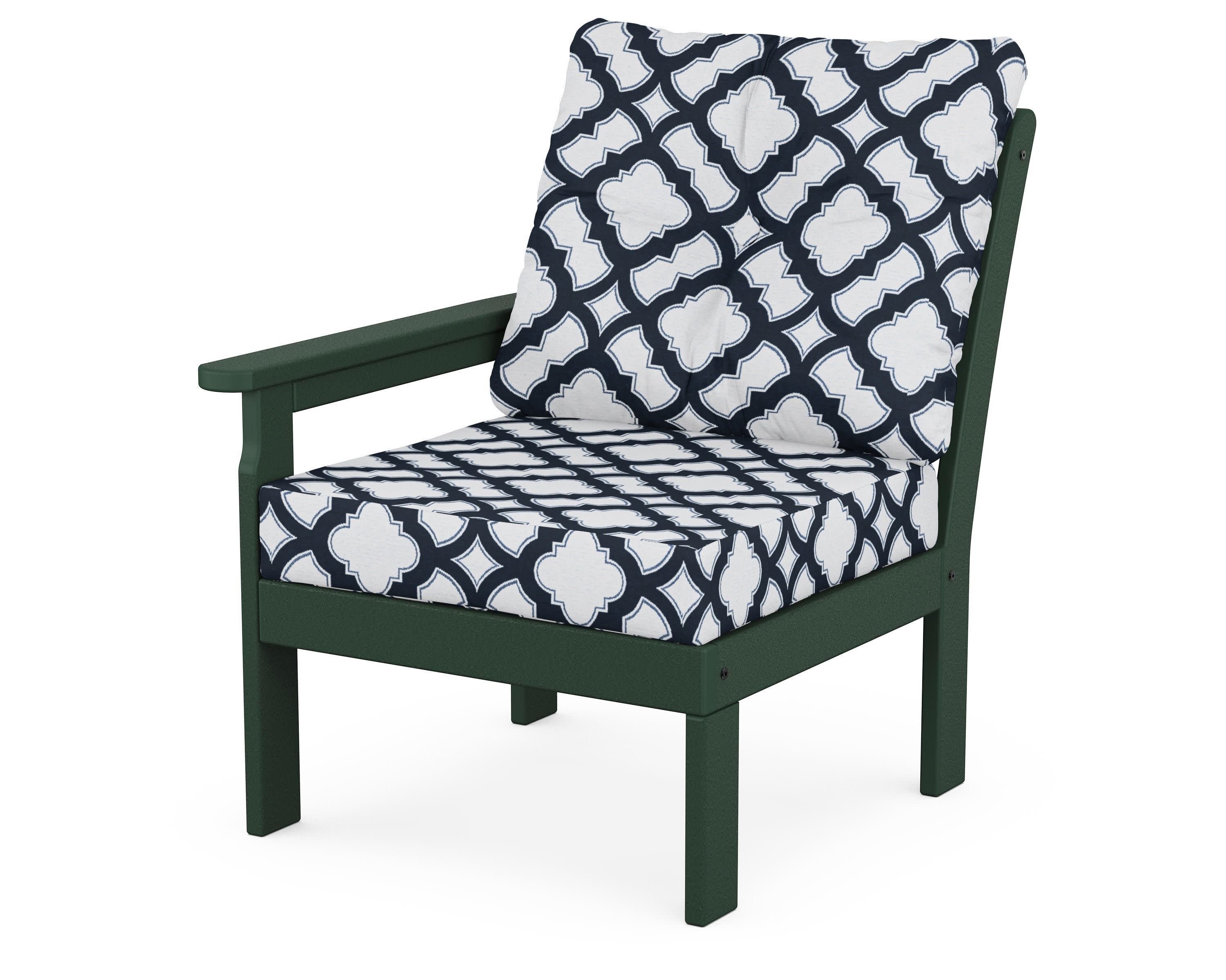 Vineyard Modular Left Arm Chair in Green / Trellis Marine Indigo