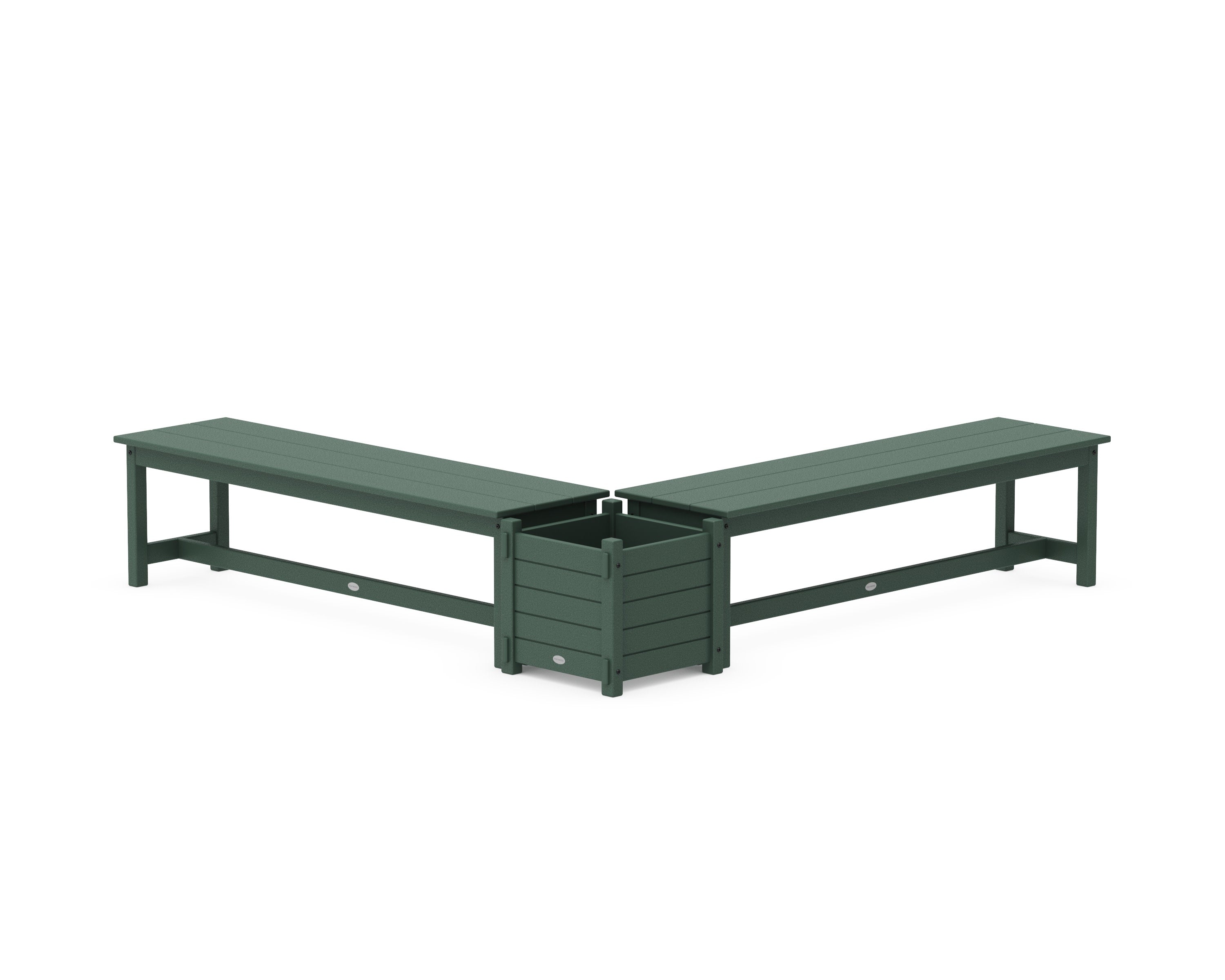 60" Nautical L- Shaped Planter Bench Set in Green