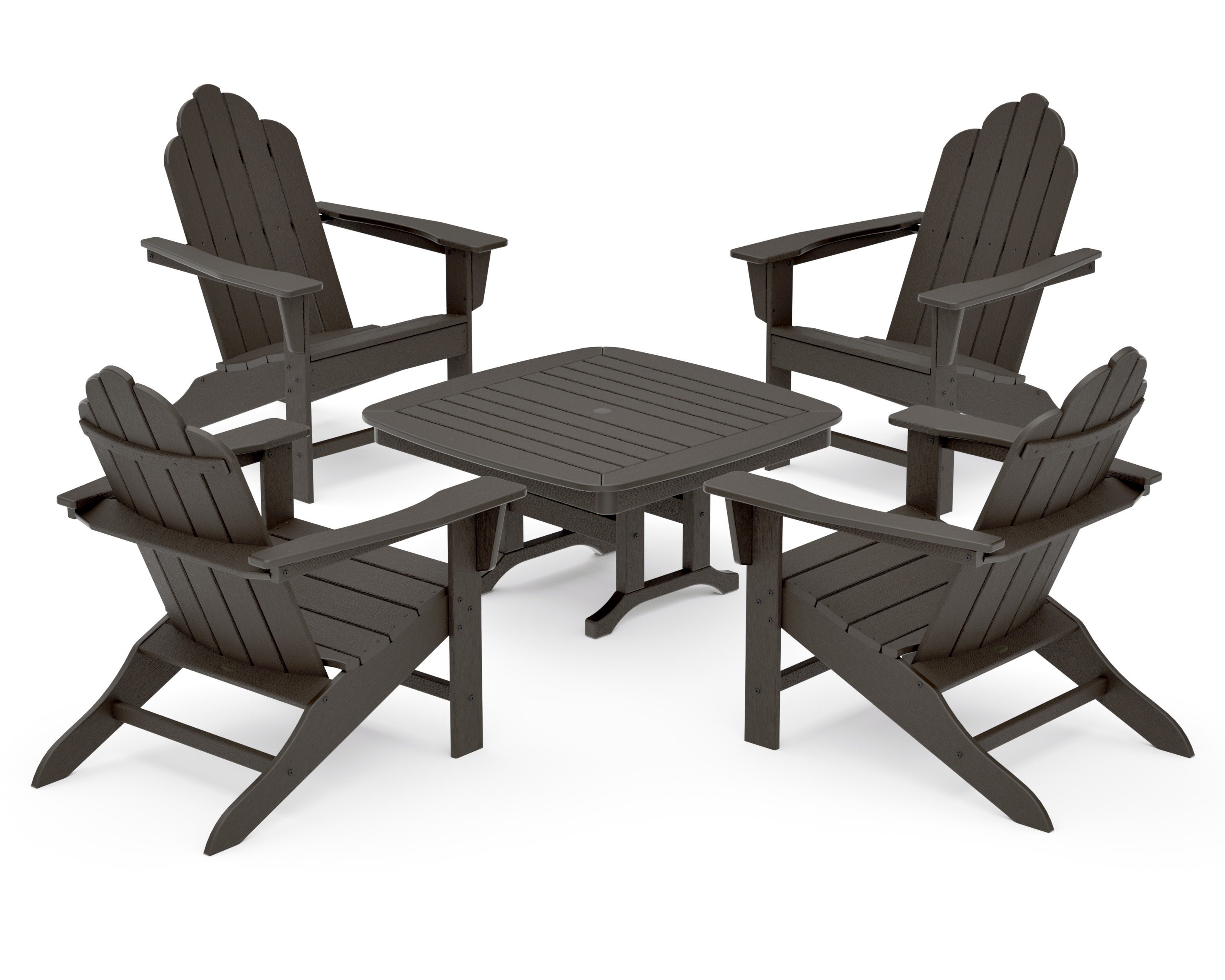 Long Island Adirondack 5-Piece Conversation Group in Vintage Coffee