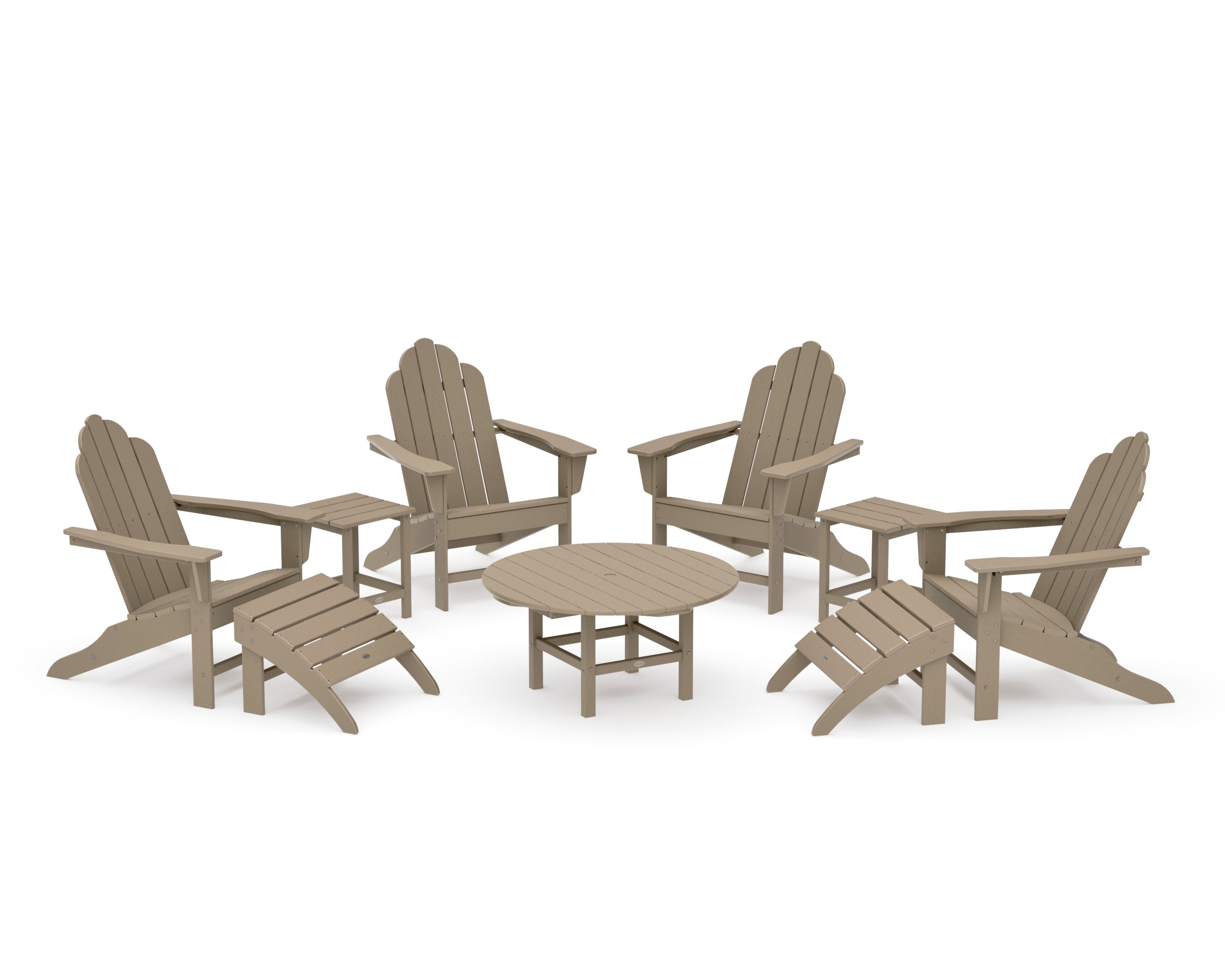 Long Island Adirondack 9-Piece Conversation Group in Vintage Sahara