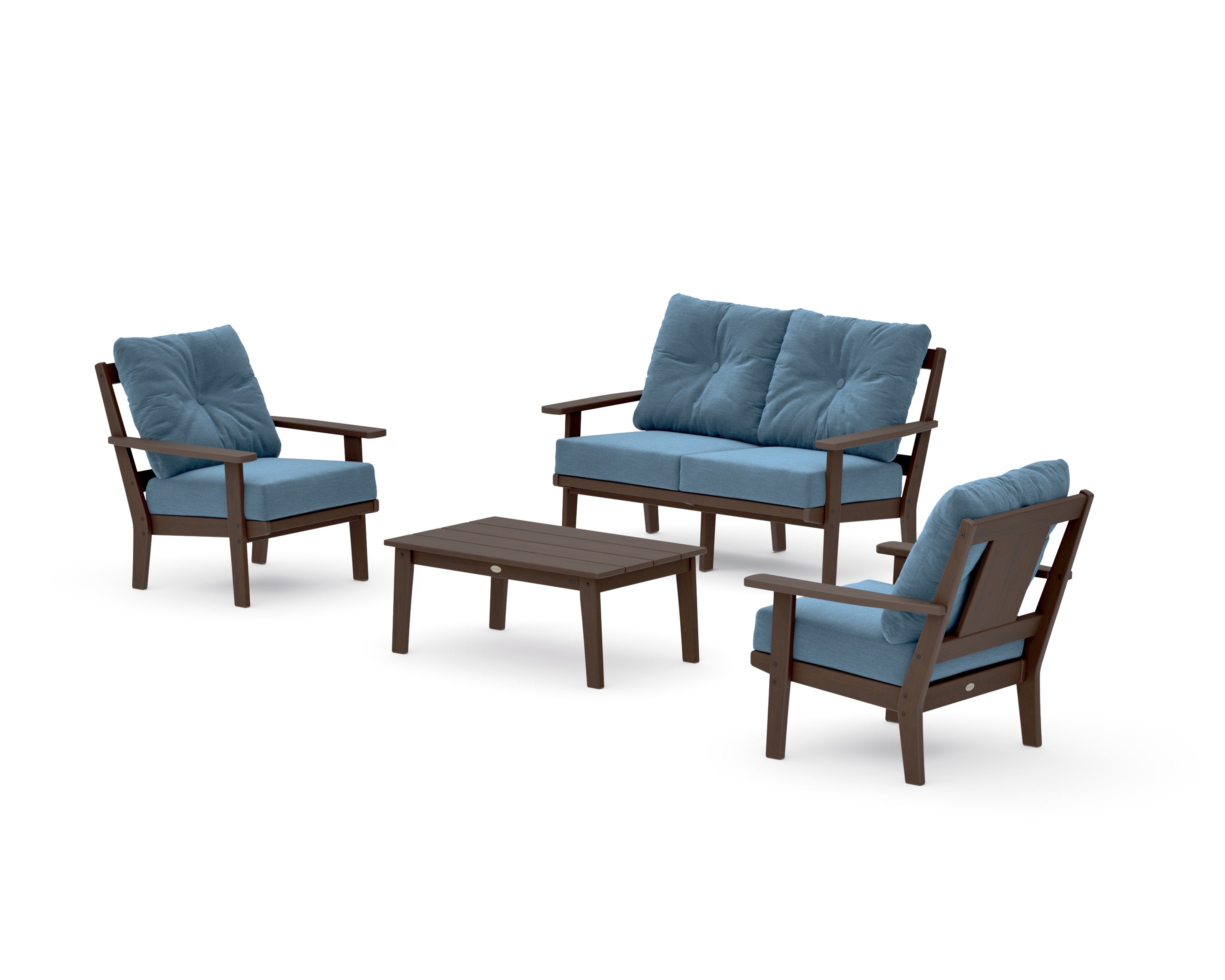Prairie 4-Piece Deep Seating Set with Loveseat in Kona / Sky Blue