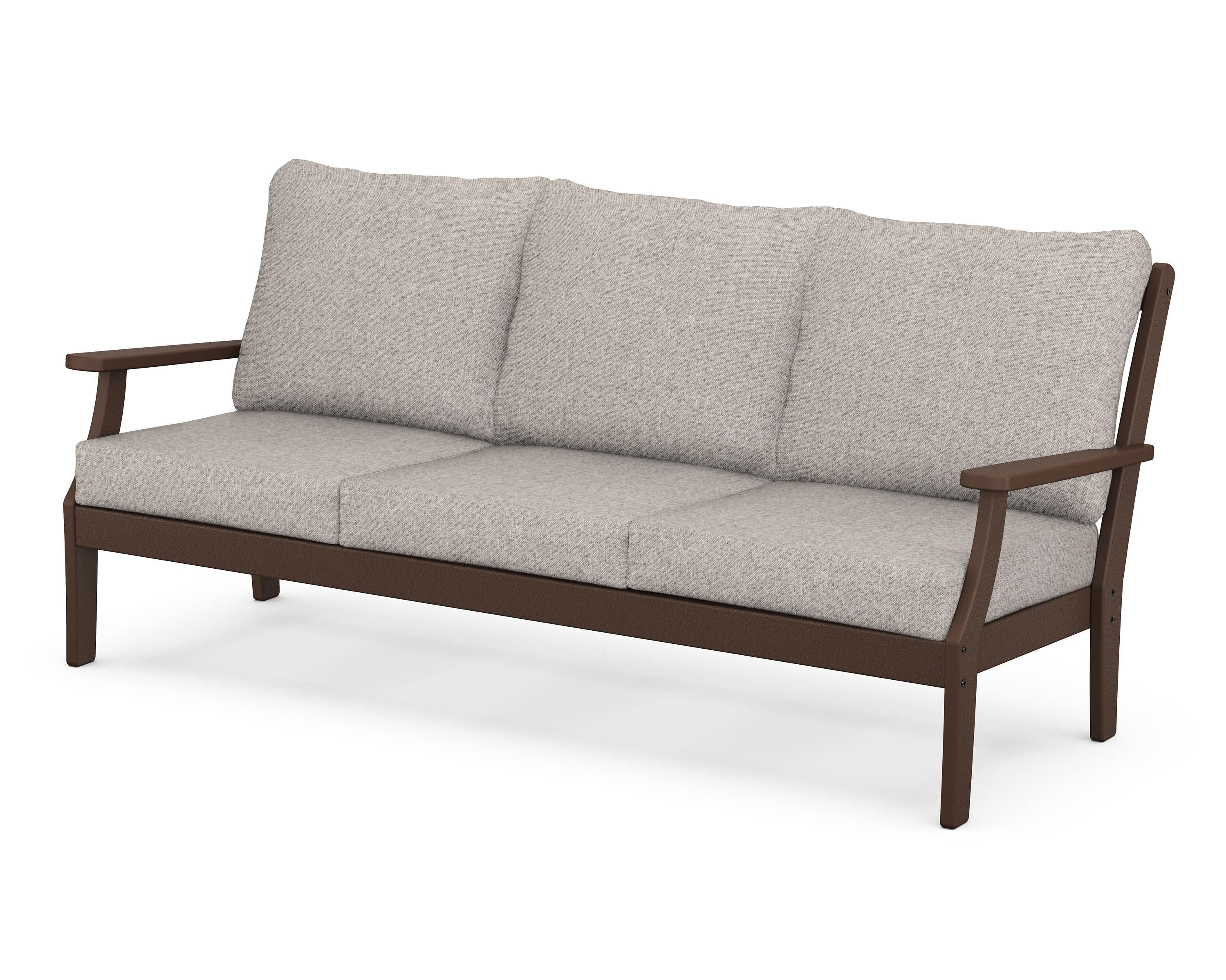 Braxton Deep Seating Sofa in Mahogany / Weathered Tweed