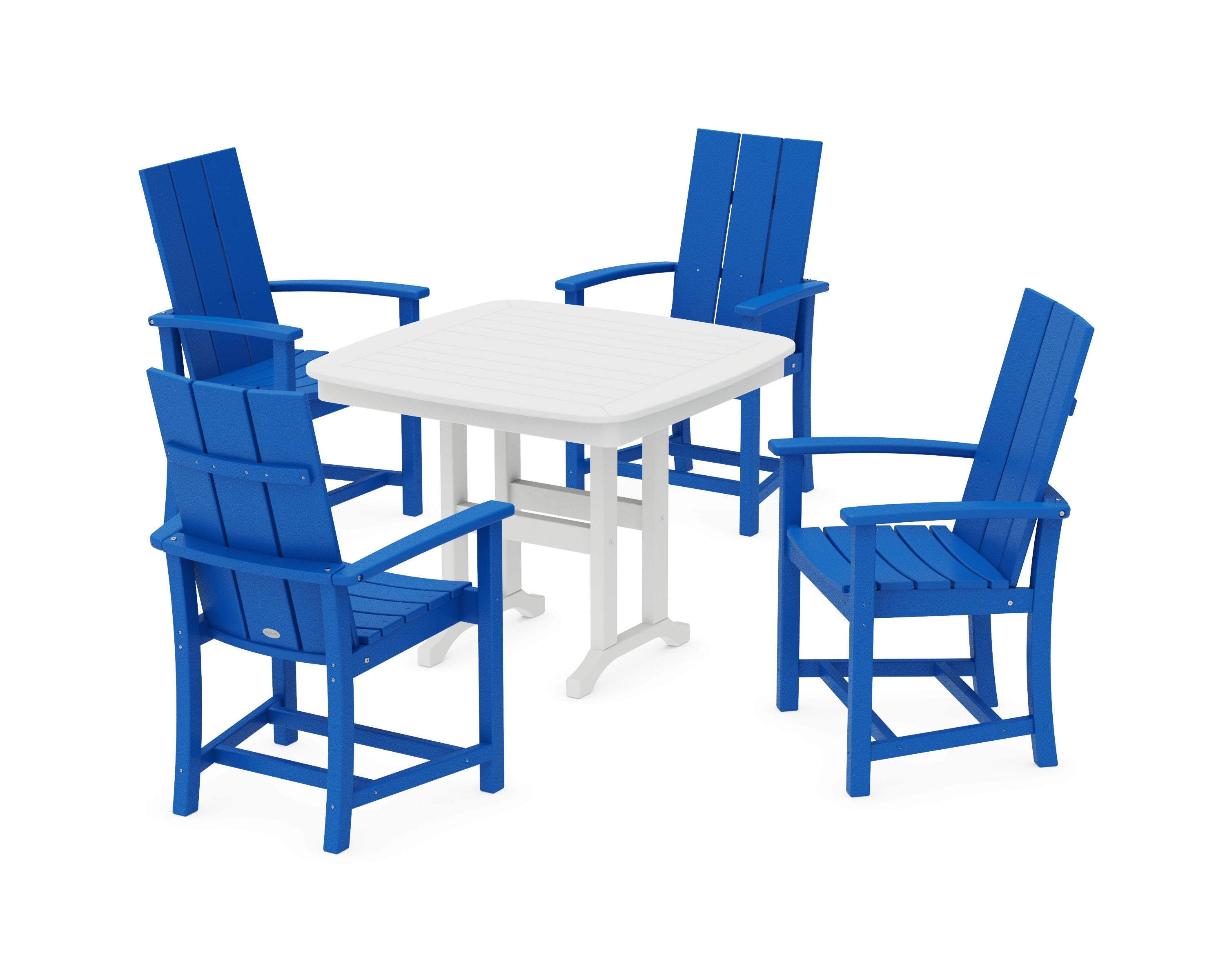 Modern Adirondack 5-Piece Dining Set in Pacific Blue / White