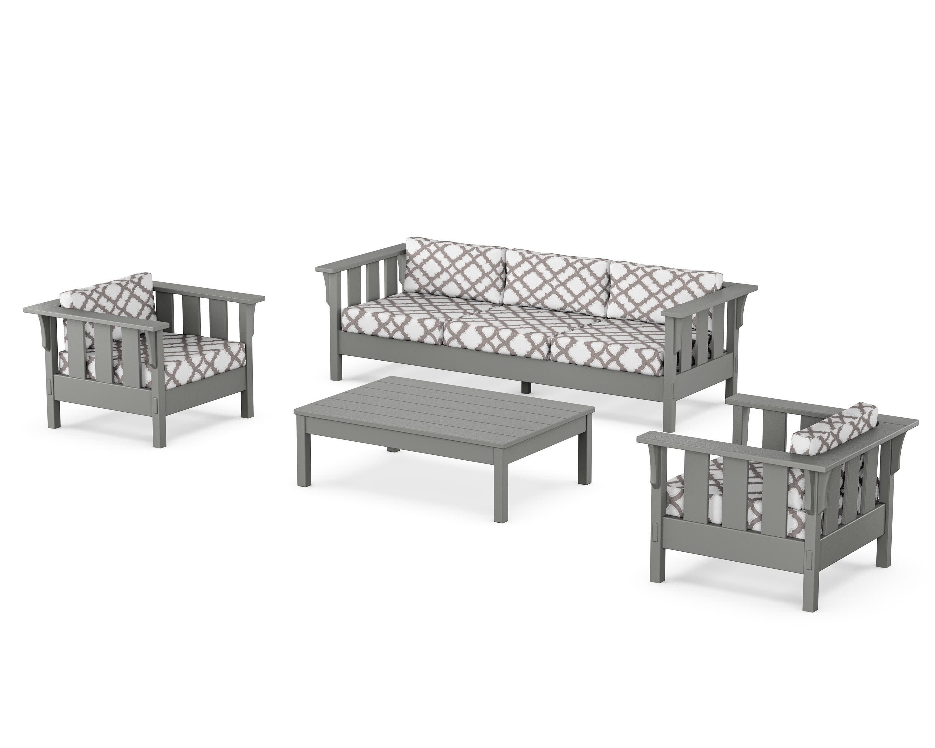 Acadia 4-Piece Deep Seating Set with Sofa in Slate Grey / Trellis Grey Mist