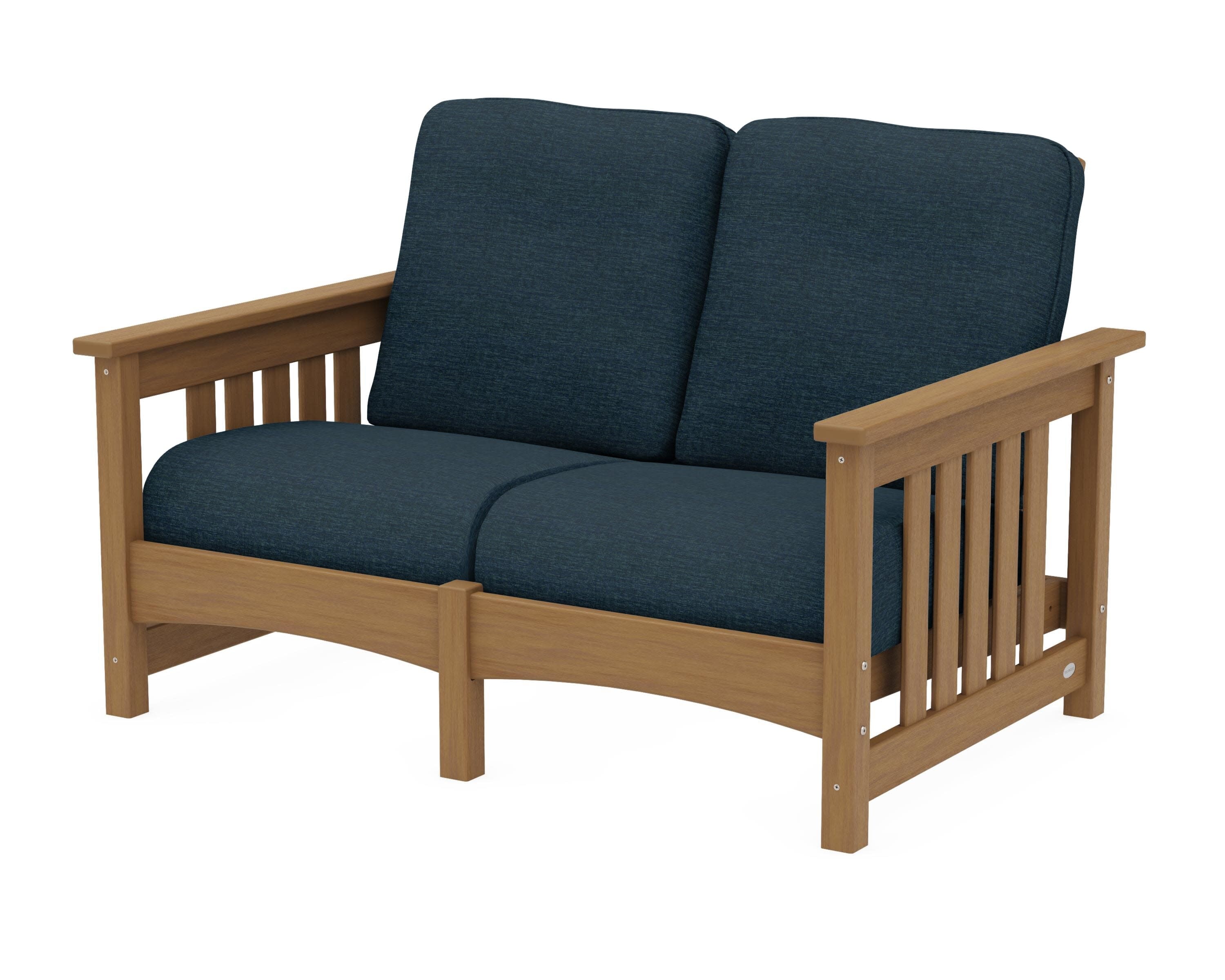 Club Mission Loveseat in Natural / Platform Indigo