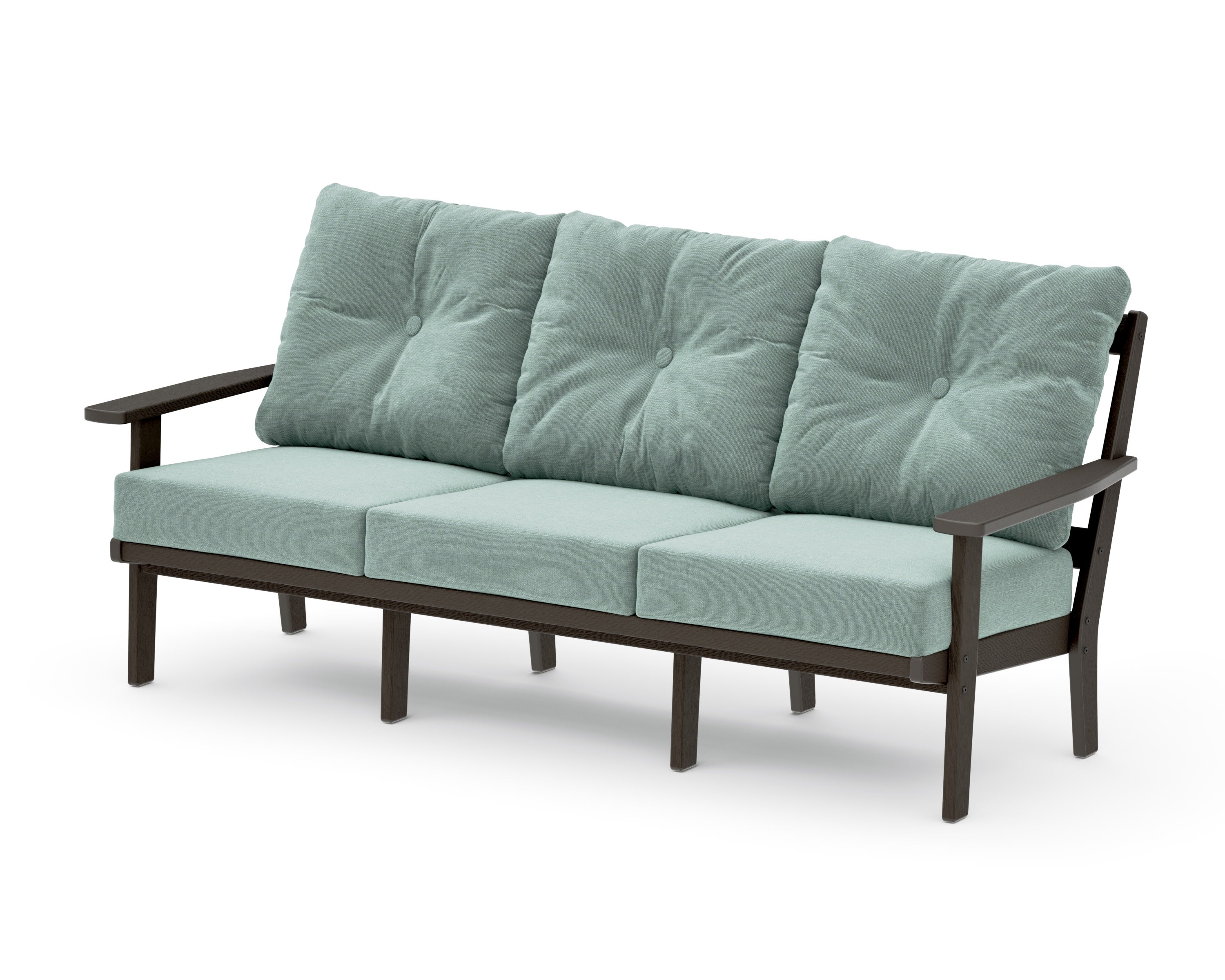 PrairieDeep Seating Sofa in Vintage Coffee / Glacier Spa