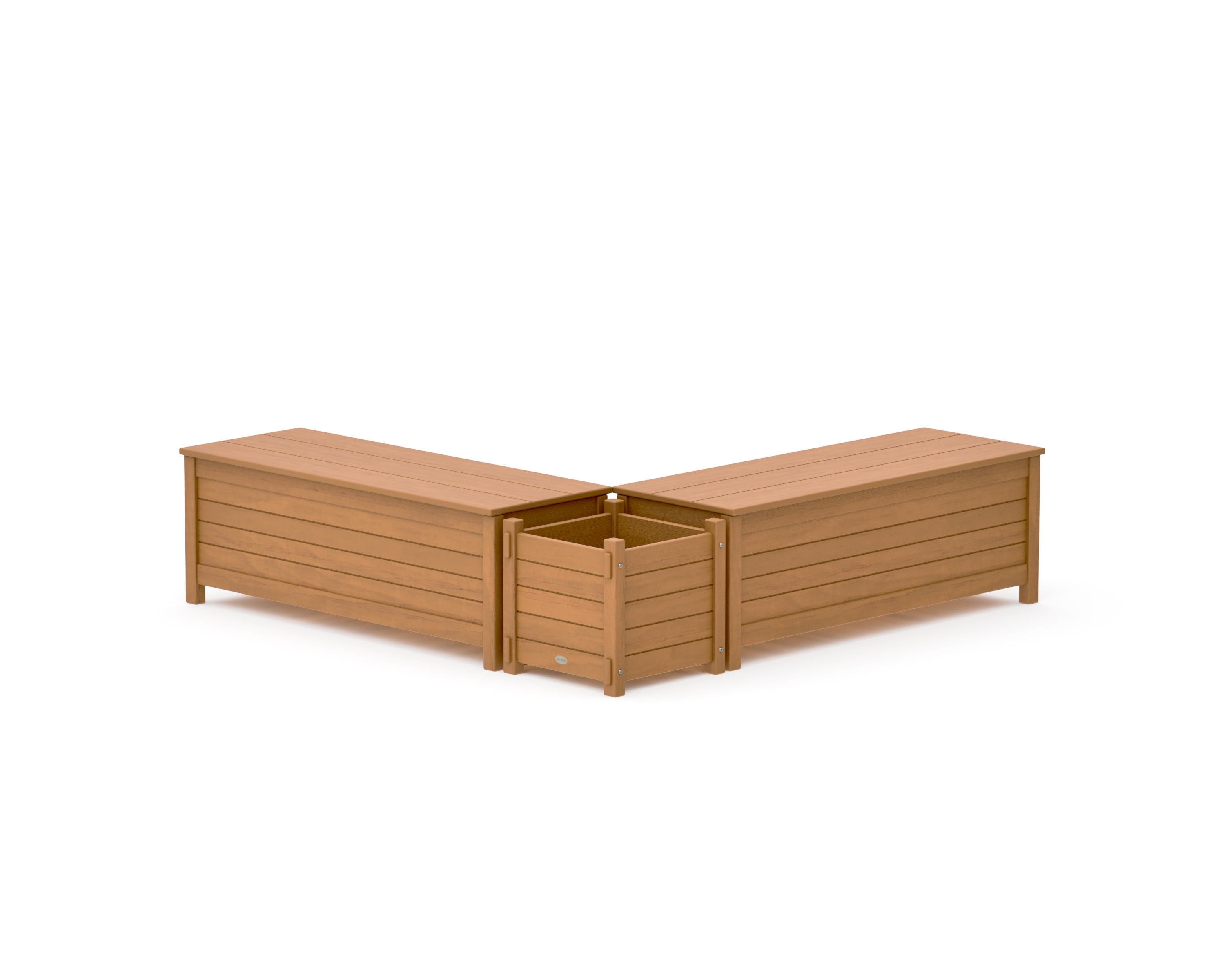 48" Nautical L- Shaped Planter Storage Bench Set in Natural
