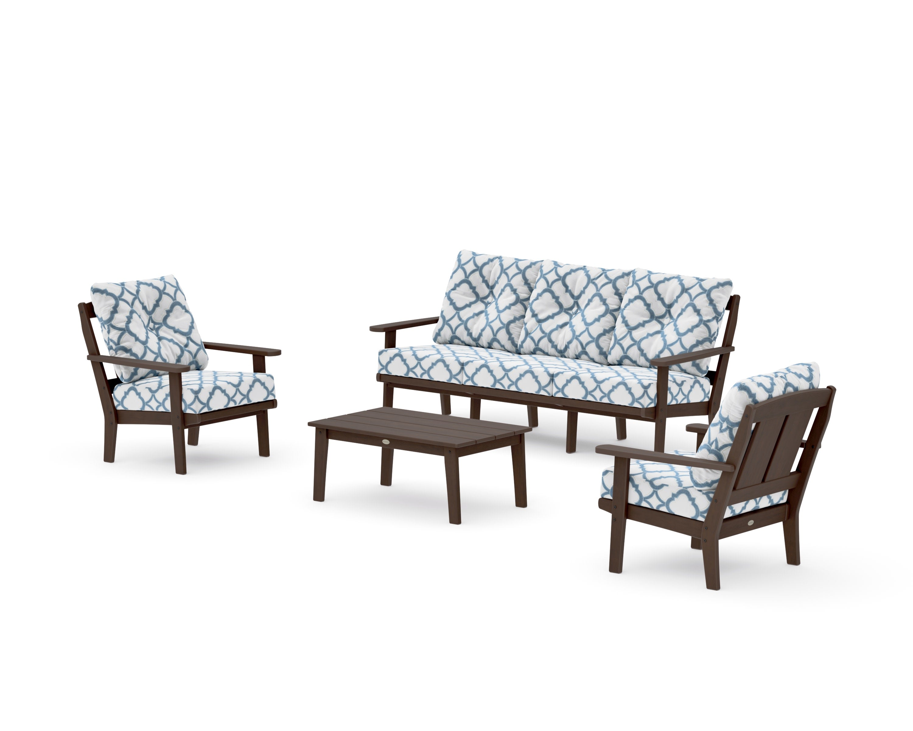 Mission 4-Piece Deep Seating Set with Sofa in Kona / Trellis Sky Blue