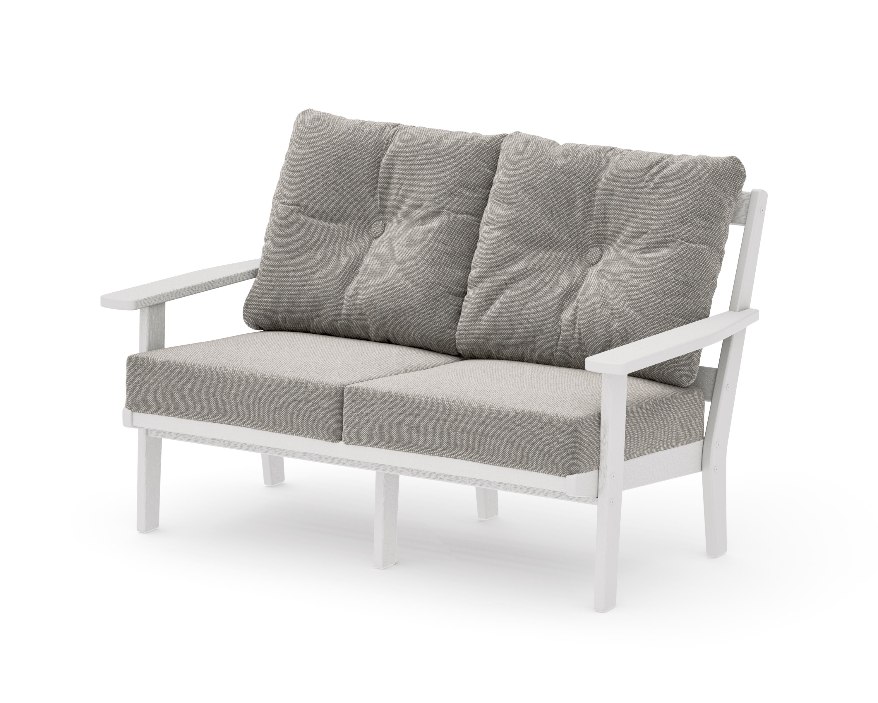 Oxford Deep SeatingLoveseat in Vintage White / Weathered Tweed