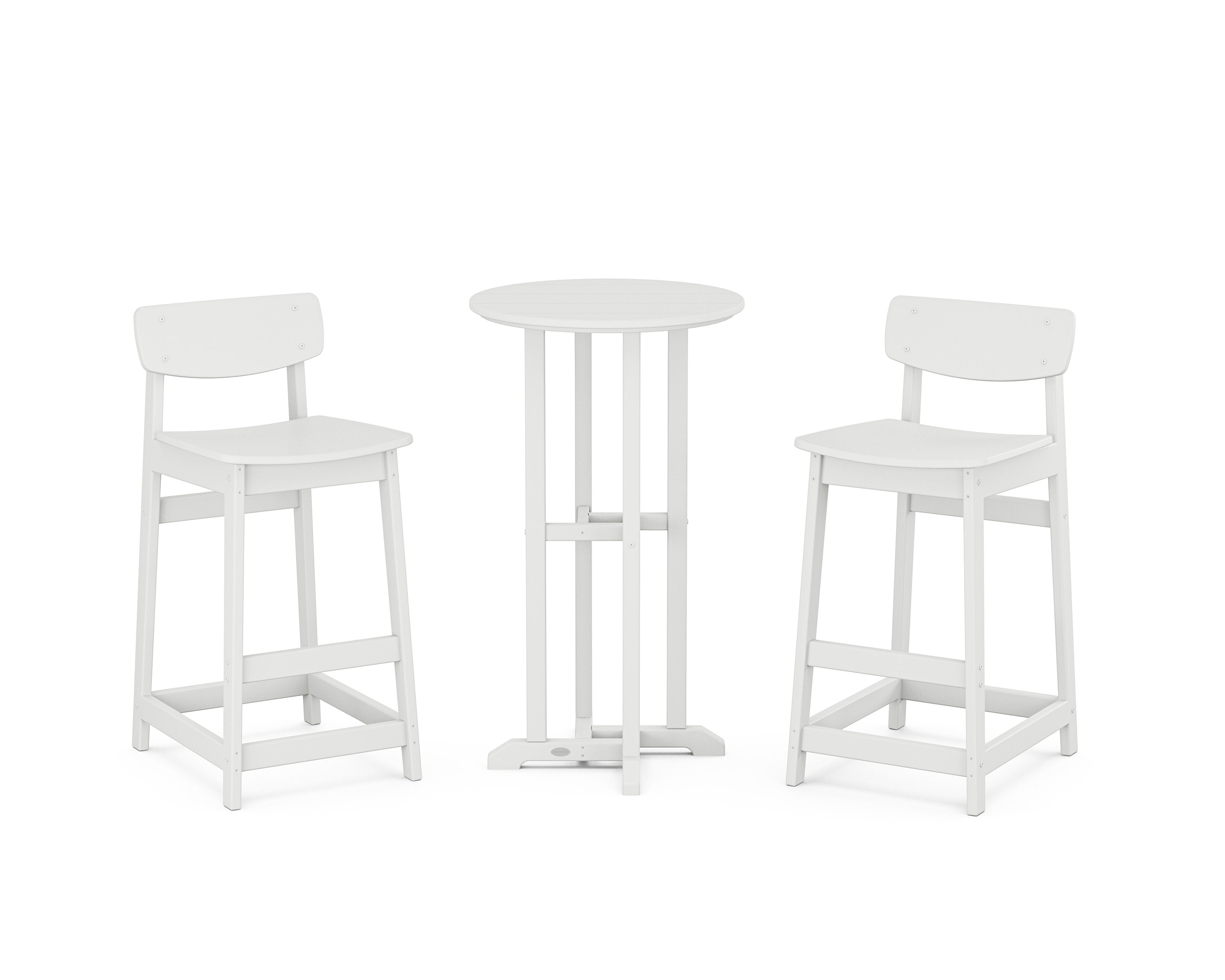 Modern Studio Urban Lowback Bar Chair 3-Piece Bistro Set in White