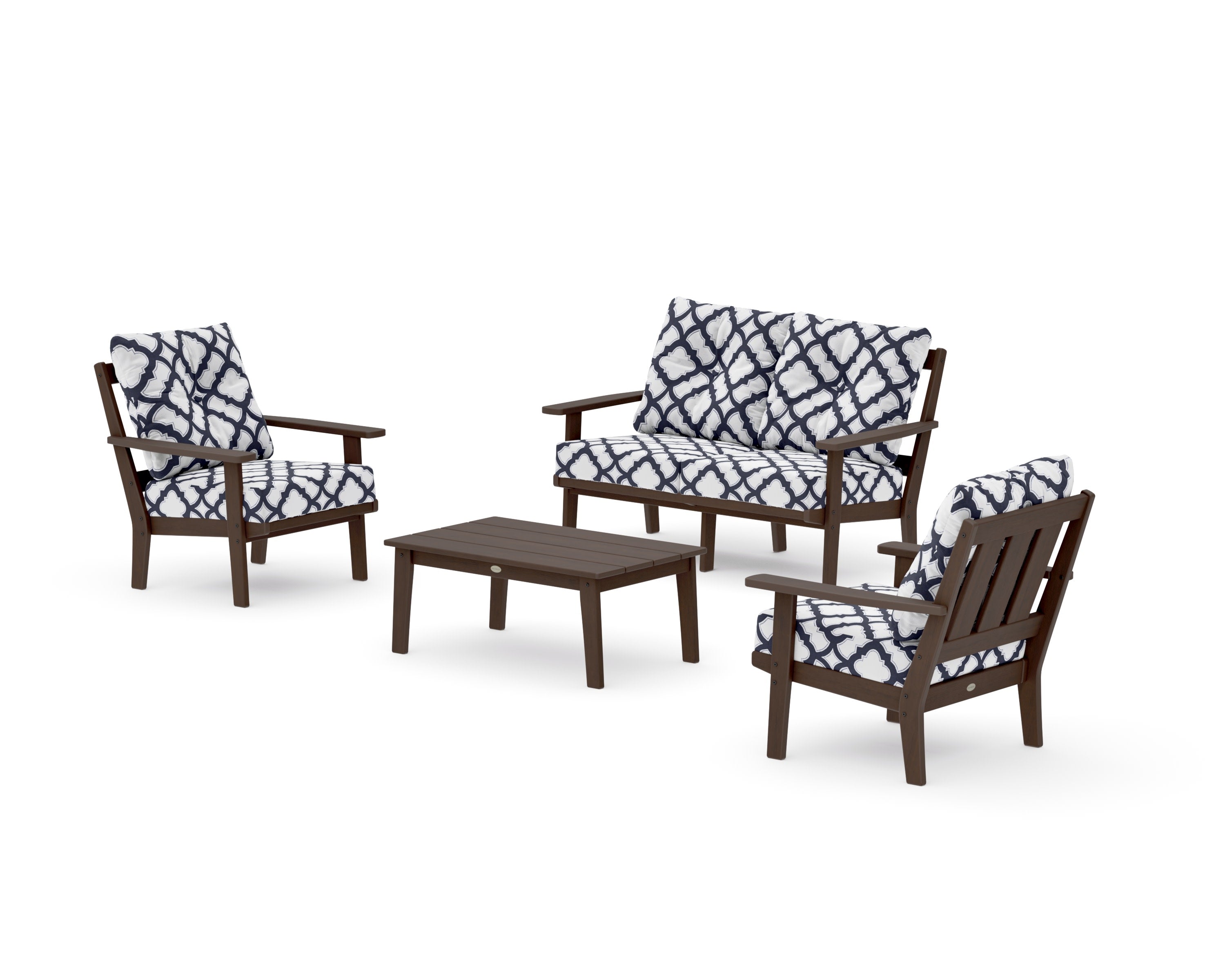 Oxford 4-Piece Deep Seating Set with Loveseat in Kona / Trellis Navy
