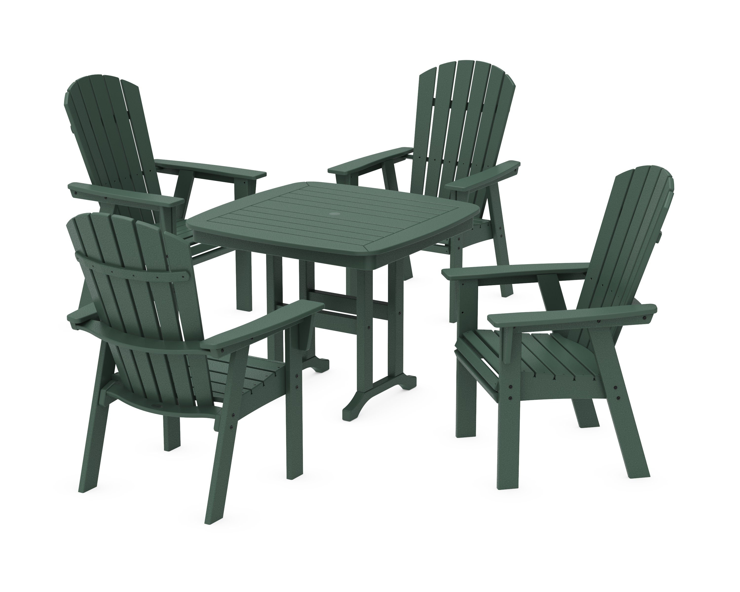 Nautical Curveback Adirondack 5-Piece Dining Set in Green