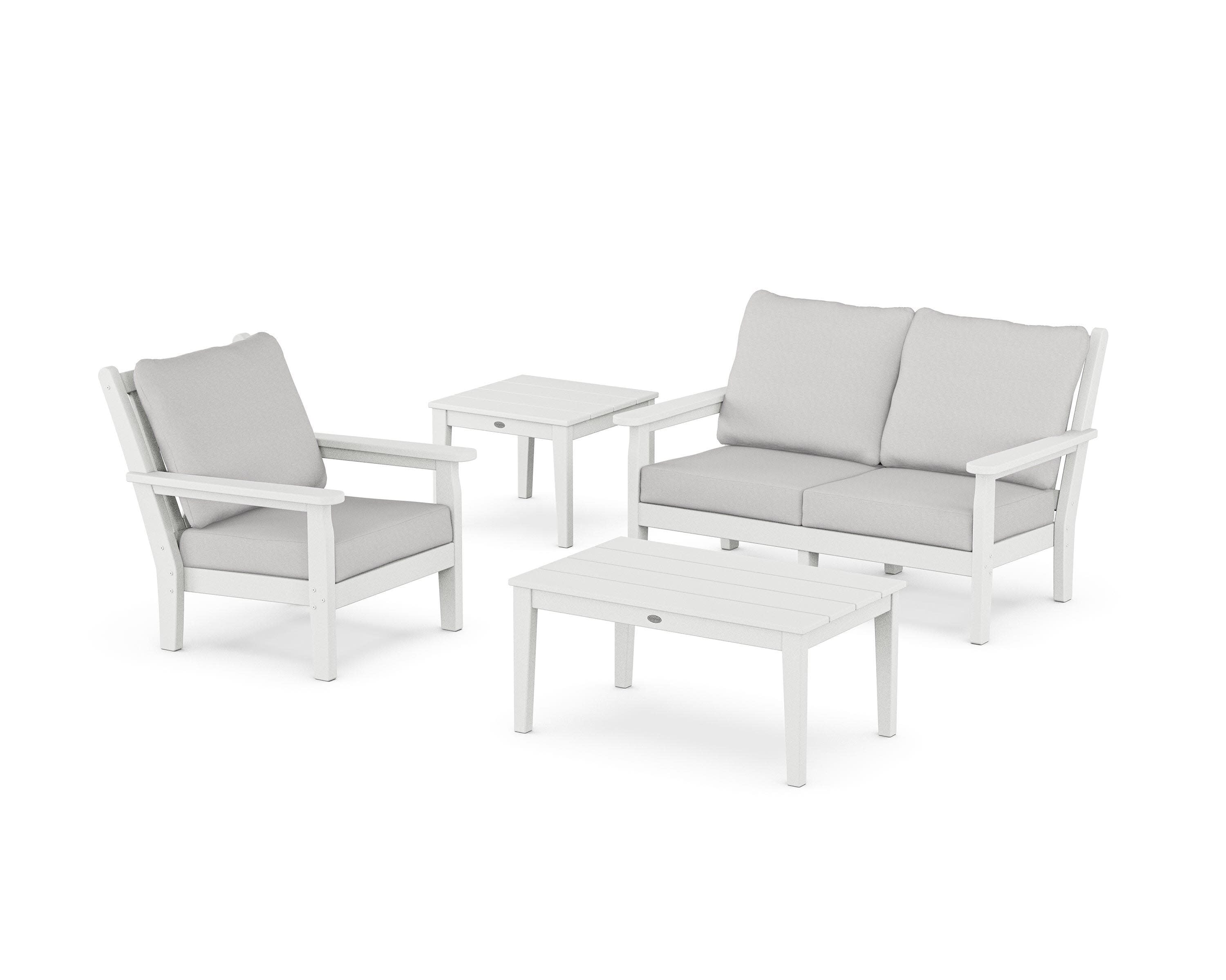 Chippendale 4-Piece Deep Seating Set in White / Diamond in the Rough