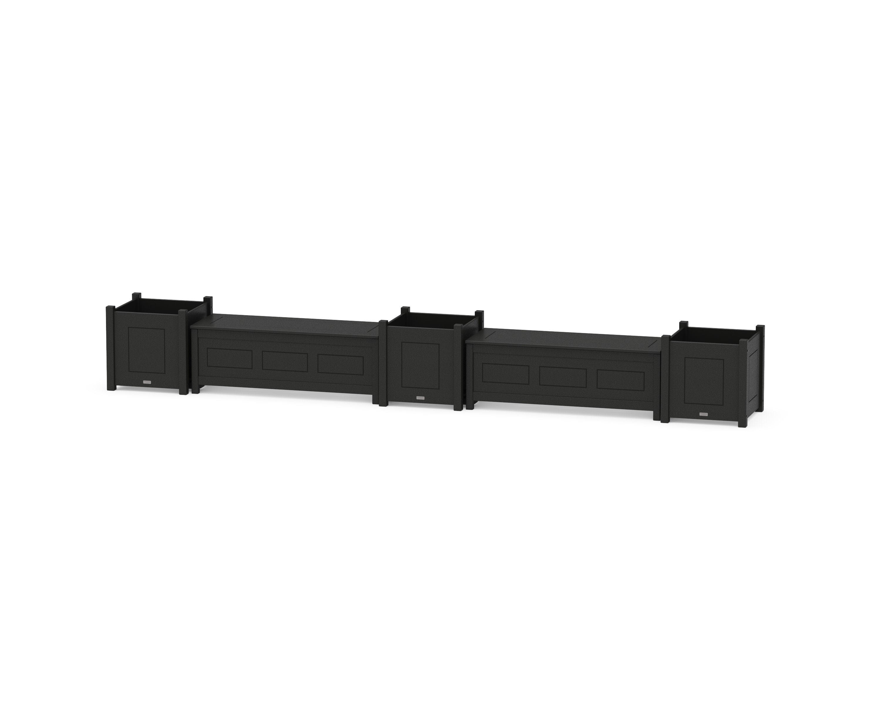 48" Country Living Straight Double Planter Storage Bench Set- Large in Black