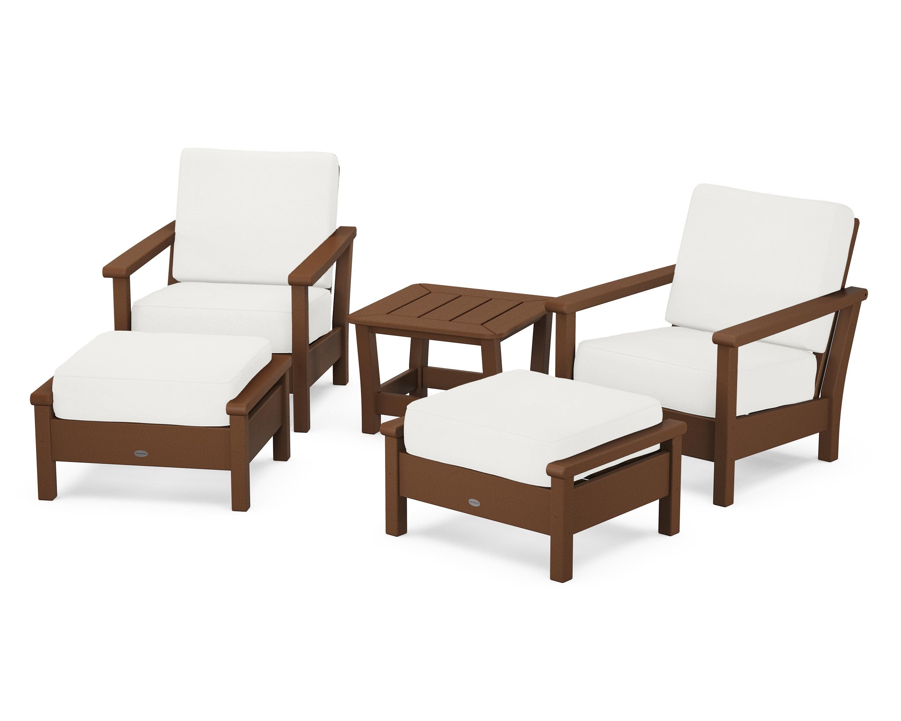 Harbour 5-Piece Deep Seating Chair Set in Teak / Natural Linen