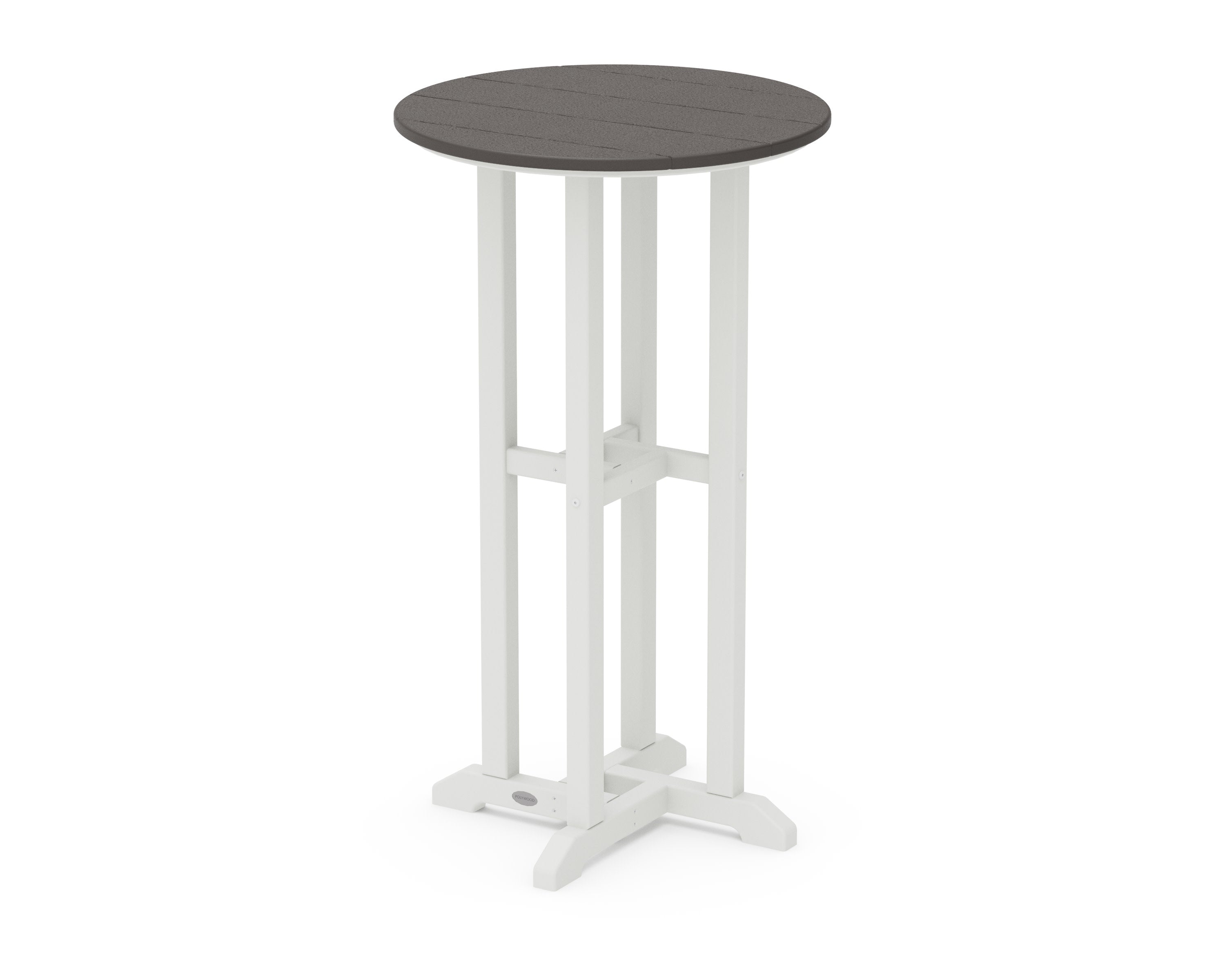 Contempo 24" Round Bar Table in White / Vintage Coffee