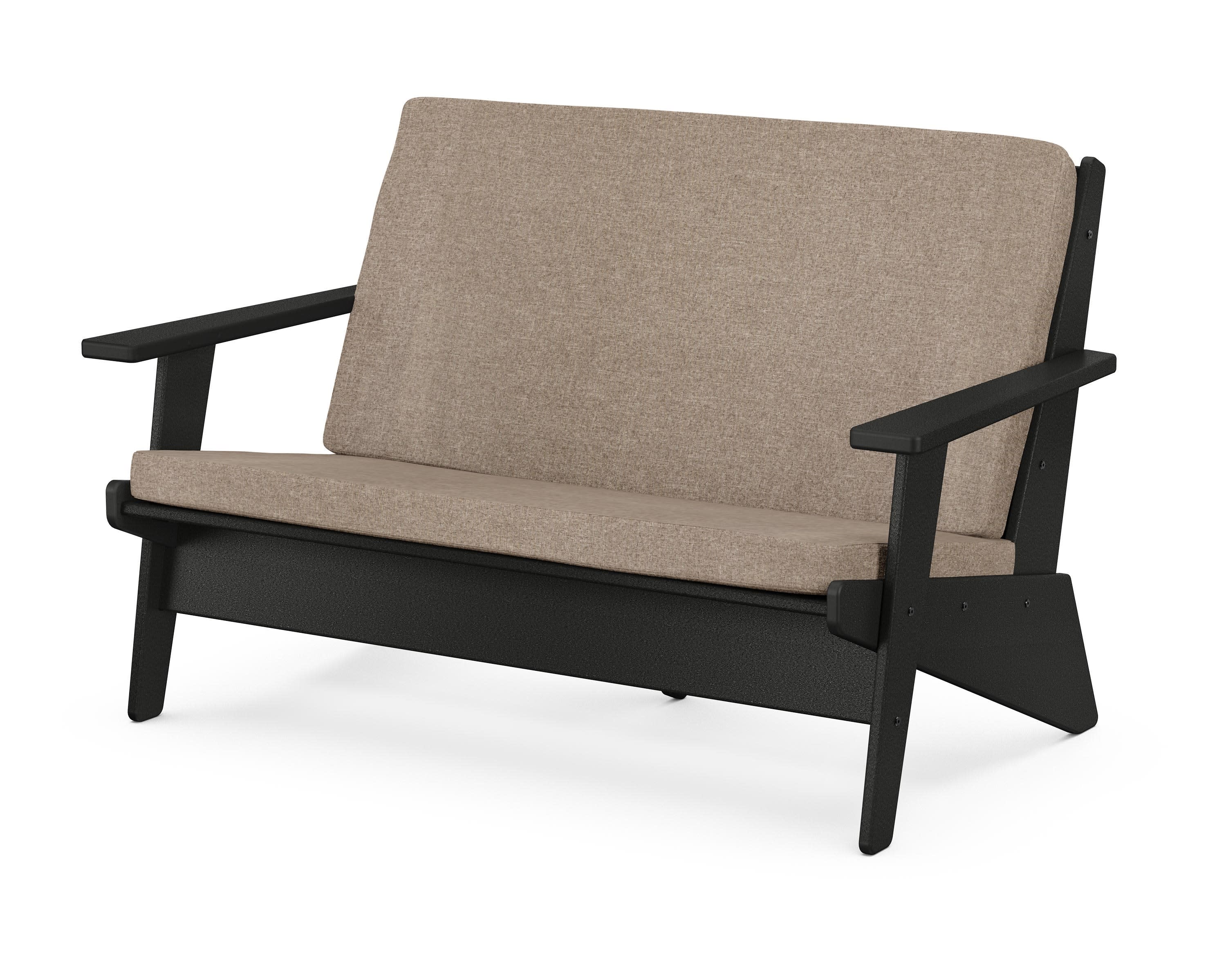 Riviera Modern Lounge Loveseat in Black / Spiced Burlap