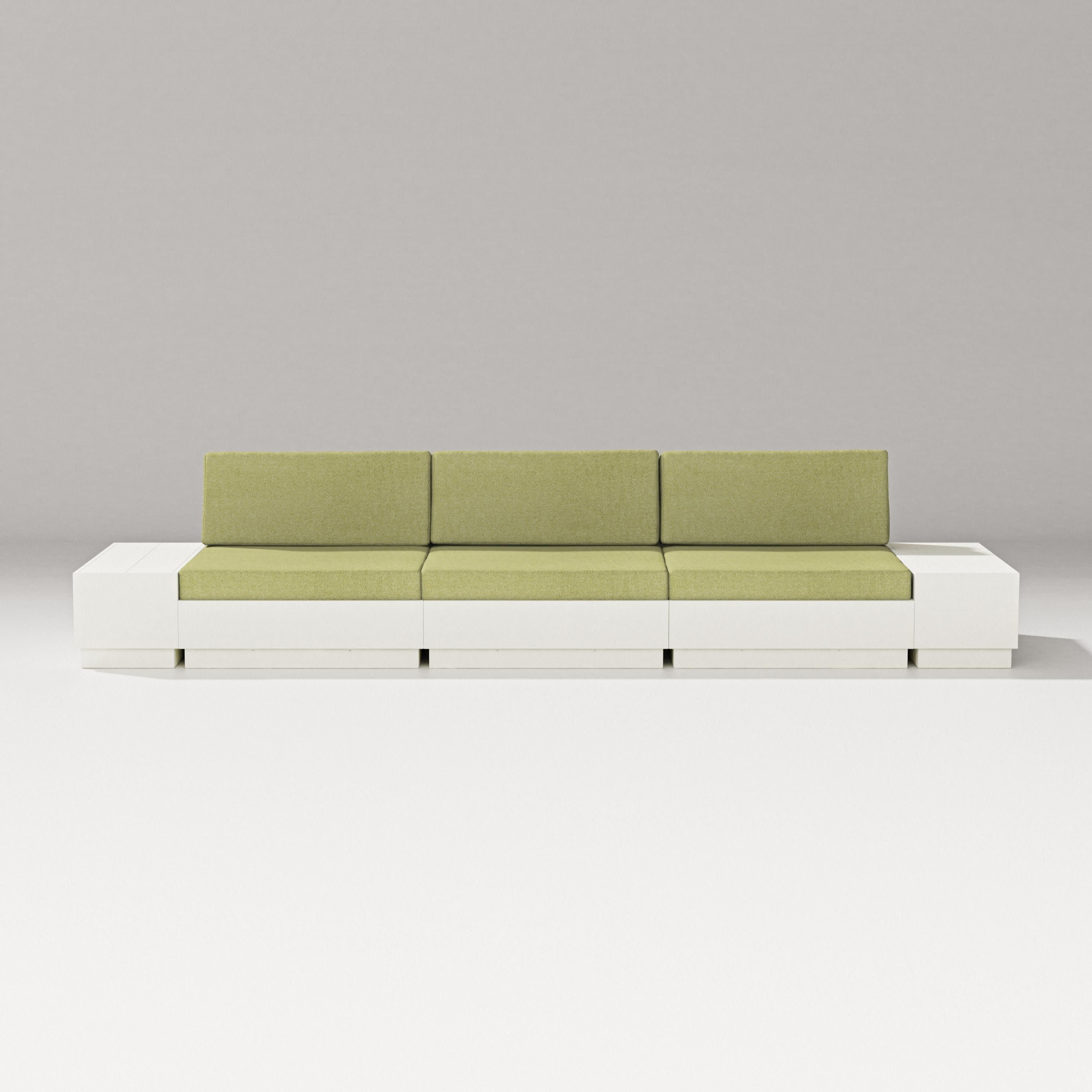 Elevate Straight Sectional in Vintage White / Chartreuse Boucle