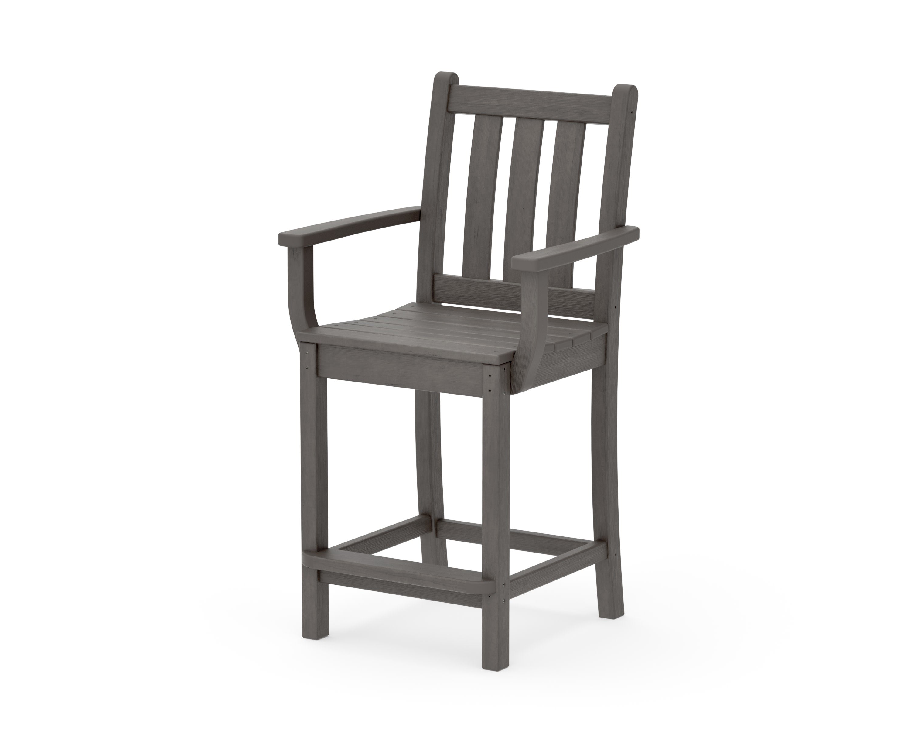Traditional Garden Counter Arm Chair in Driftwood