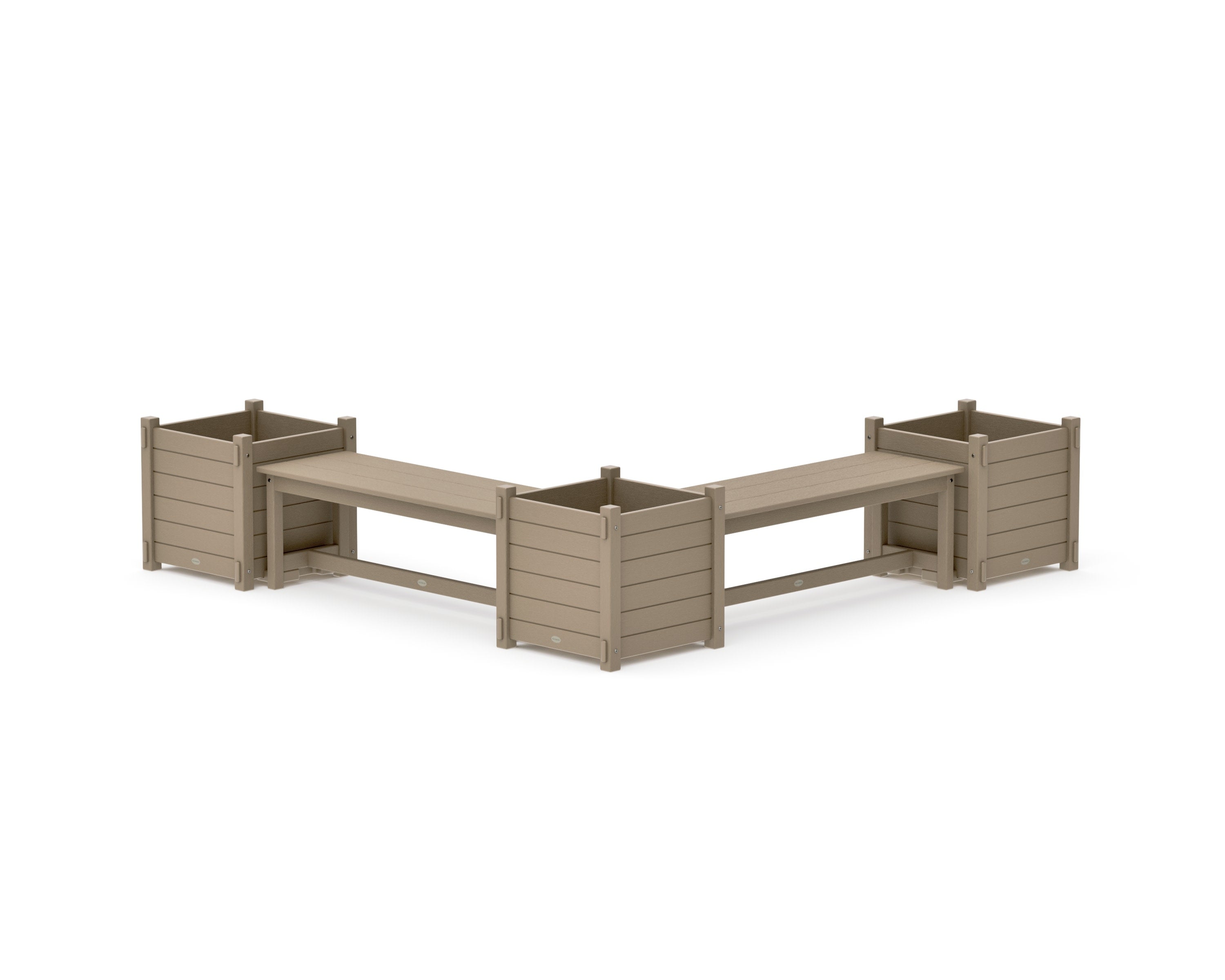 48" Nautical L- Shaped Planter Bench Corner Set - Large in Vintage Sahara