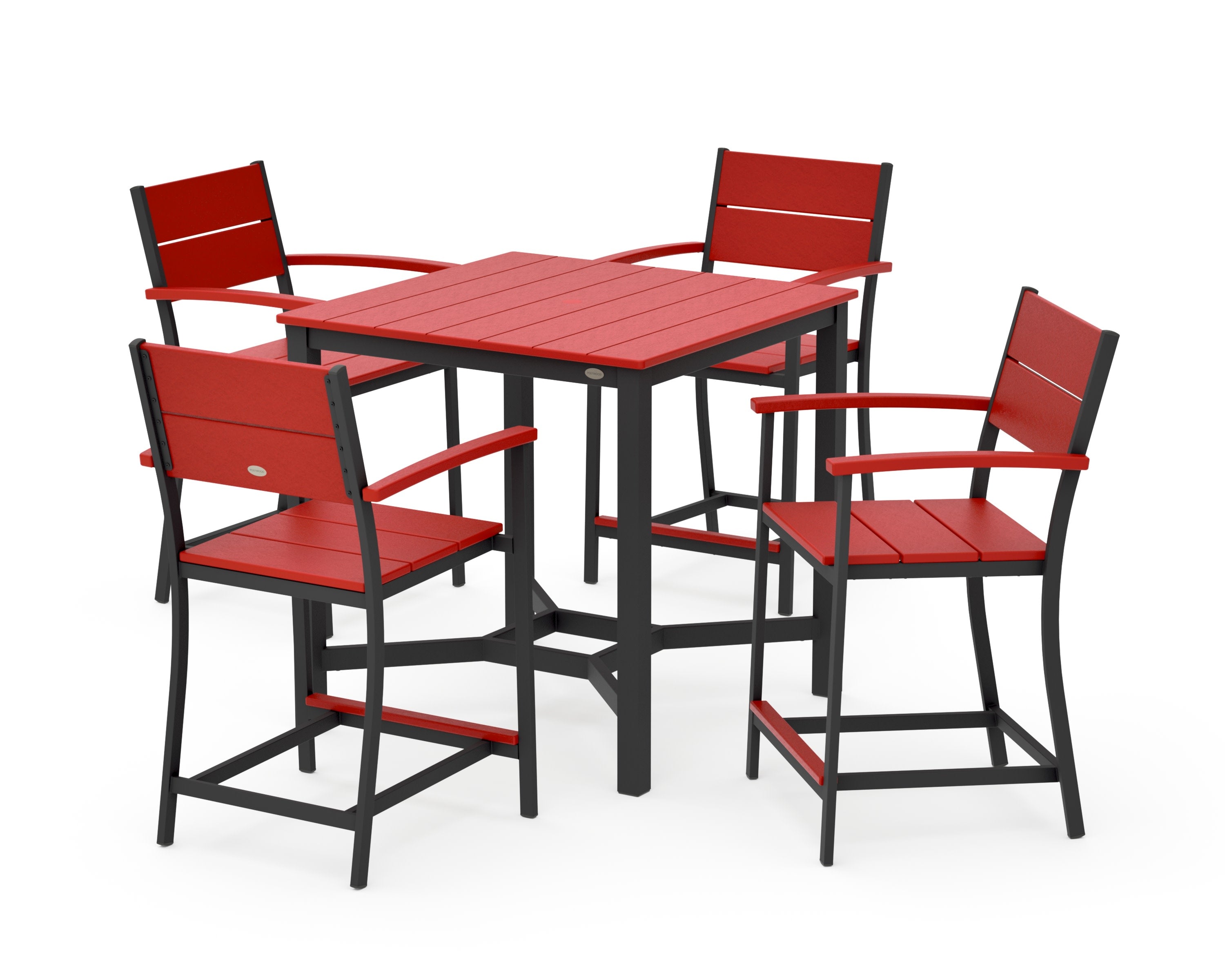 Main Street 5-Piece Counter Set in Black / Sunset Red