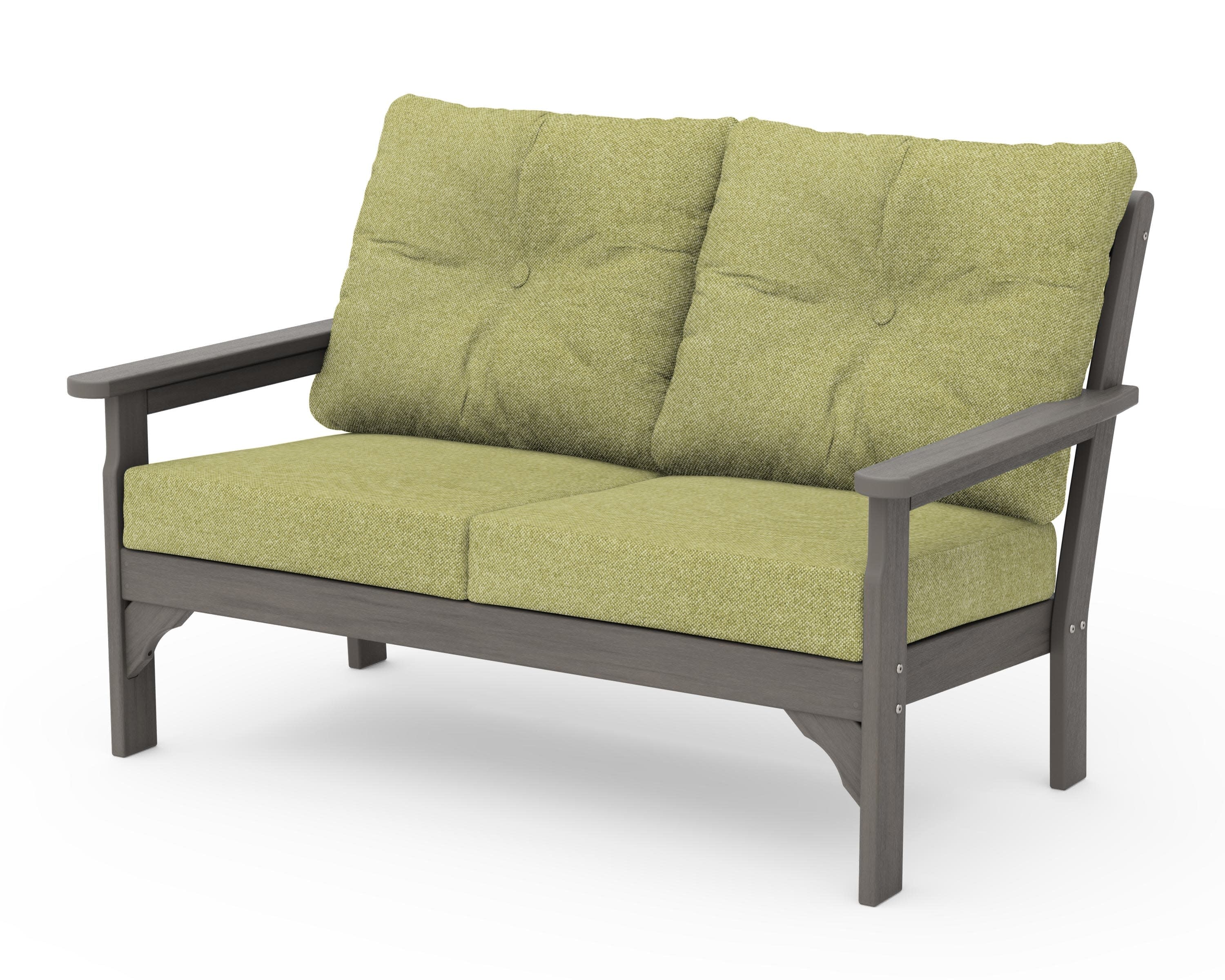 Vineyard Deep Seating Loveseat in Driftwood / Chartreuse Boucle