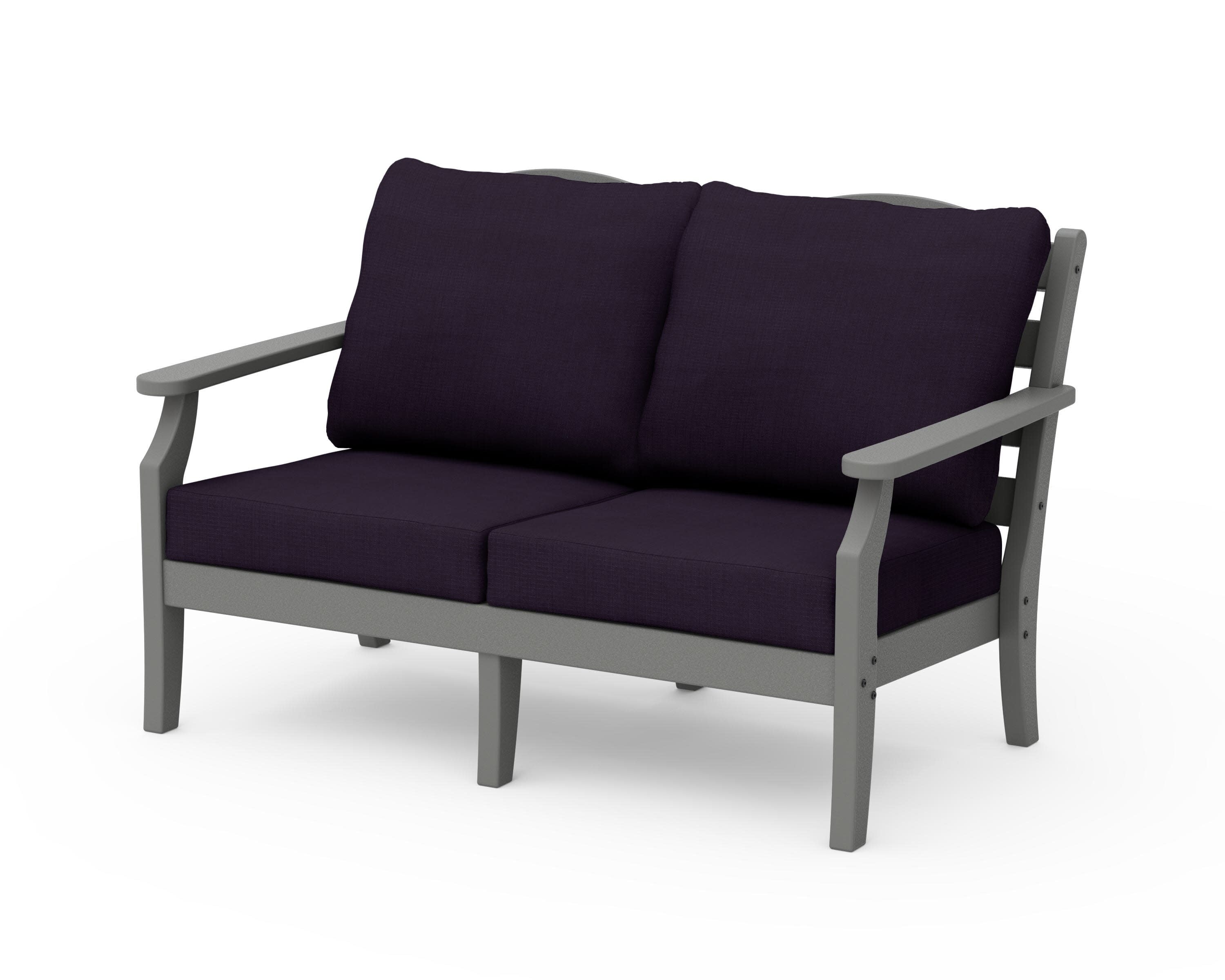 Savannah Deep Seating Loveseat in Slate Grey / Navy Linen