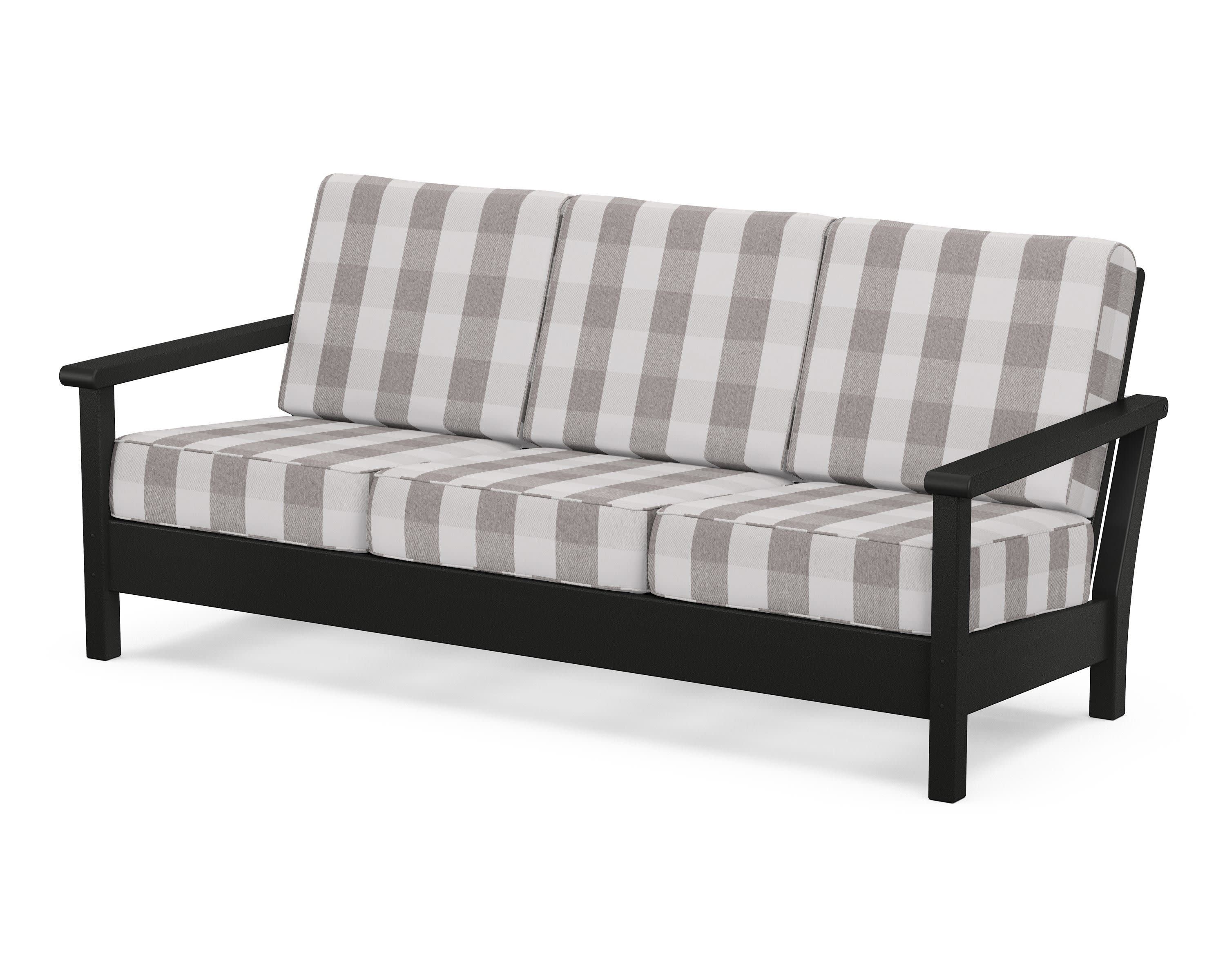 Harbour Deep Seating Sofa in Black / Buffalo Plaid Grey Mist