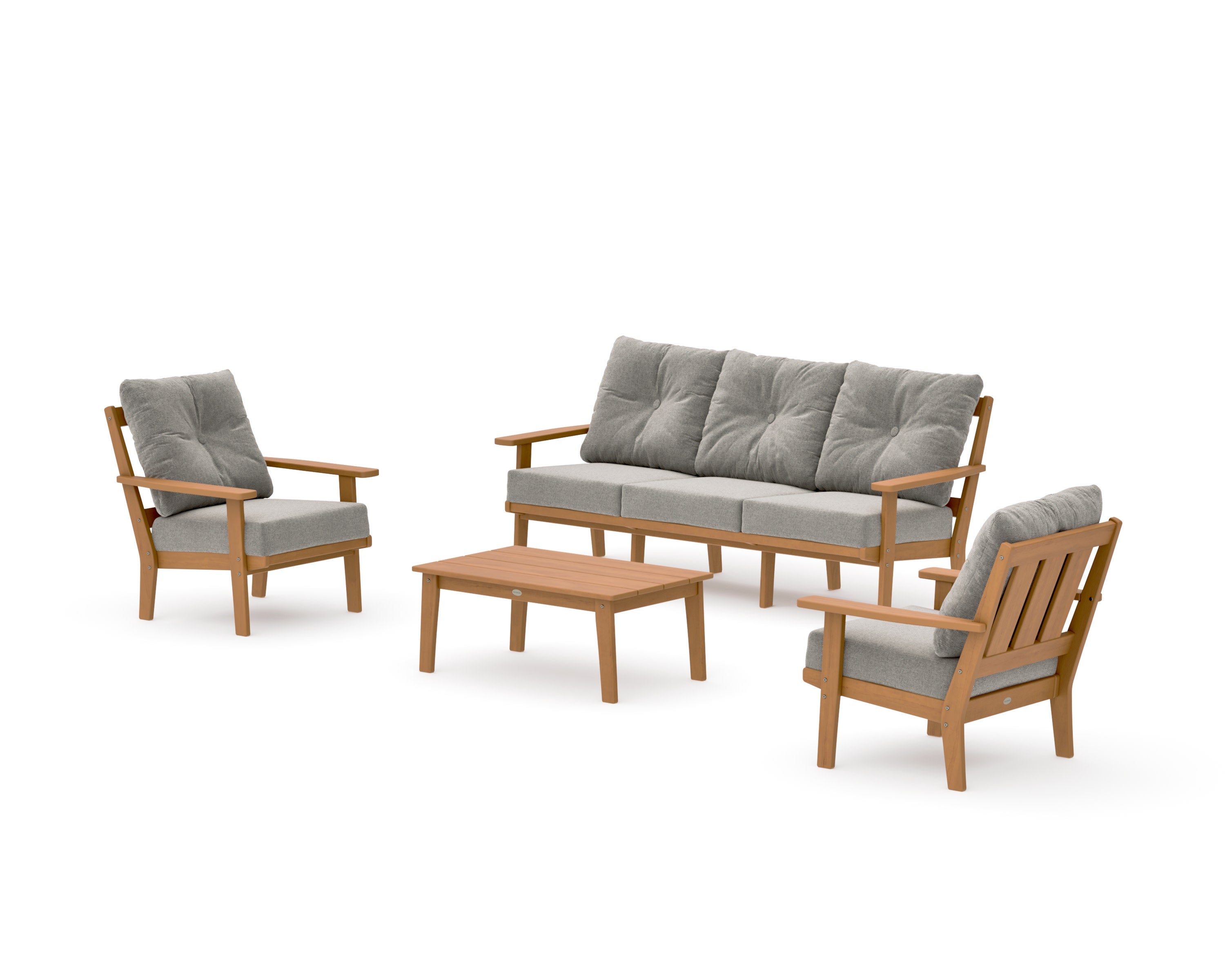 Oxford 4-Piece Deep Seating Set with Sofa in Natural / Weathered Tweed