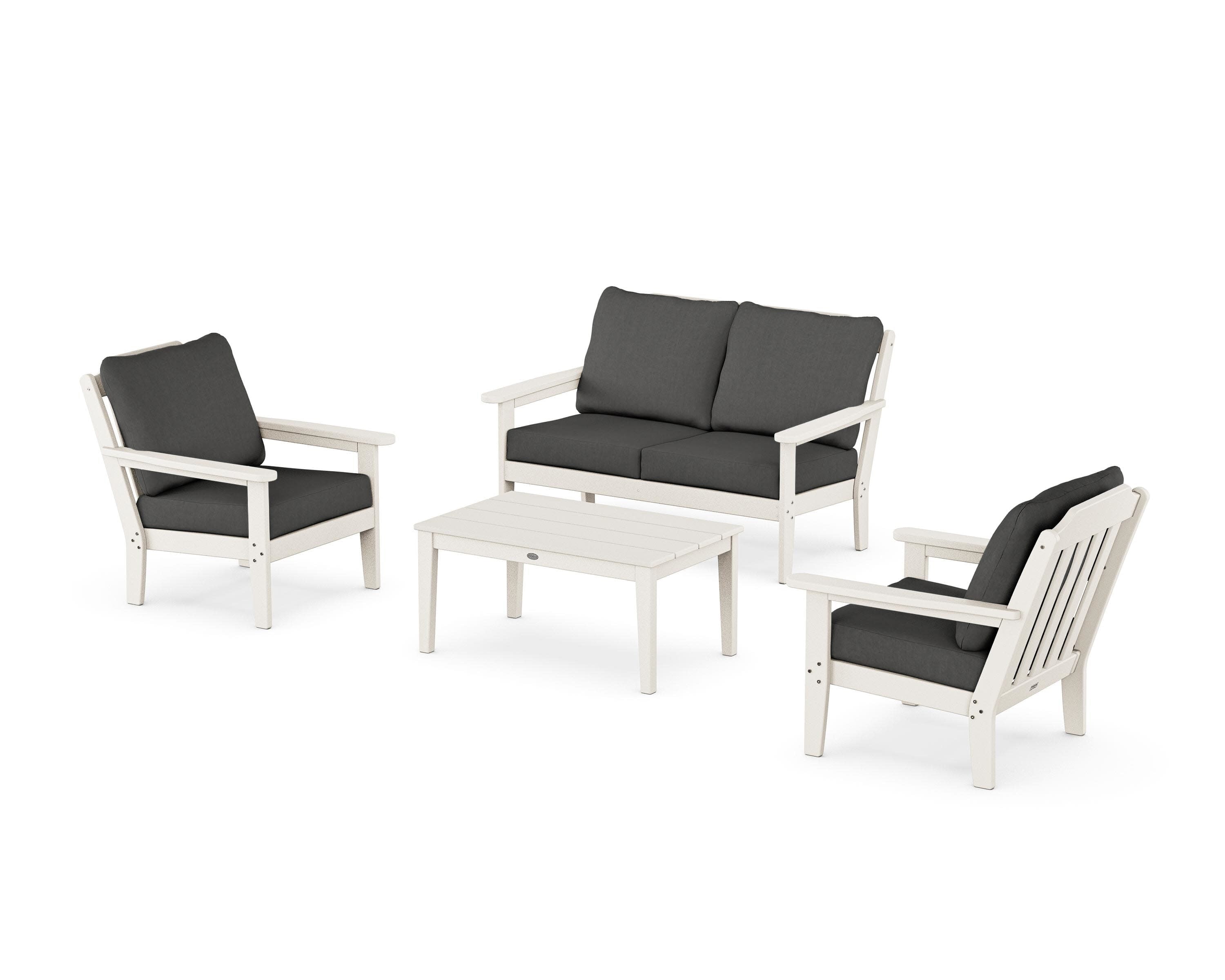 Cottage 4-Piece Deep Seating Set with Loveseat in Sand / Spectrum Carbon