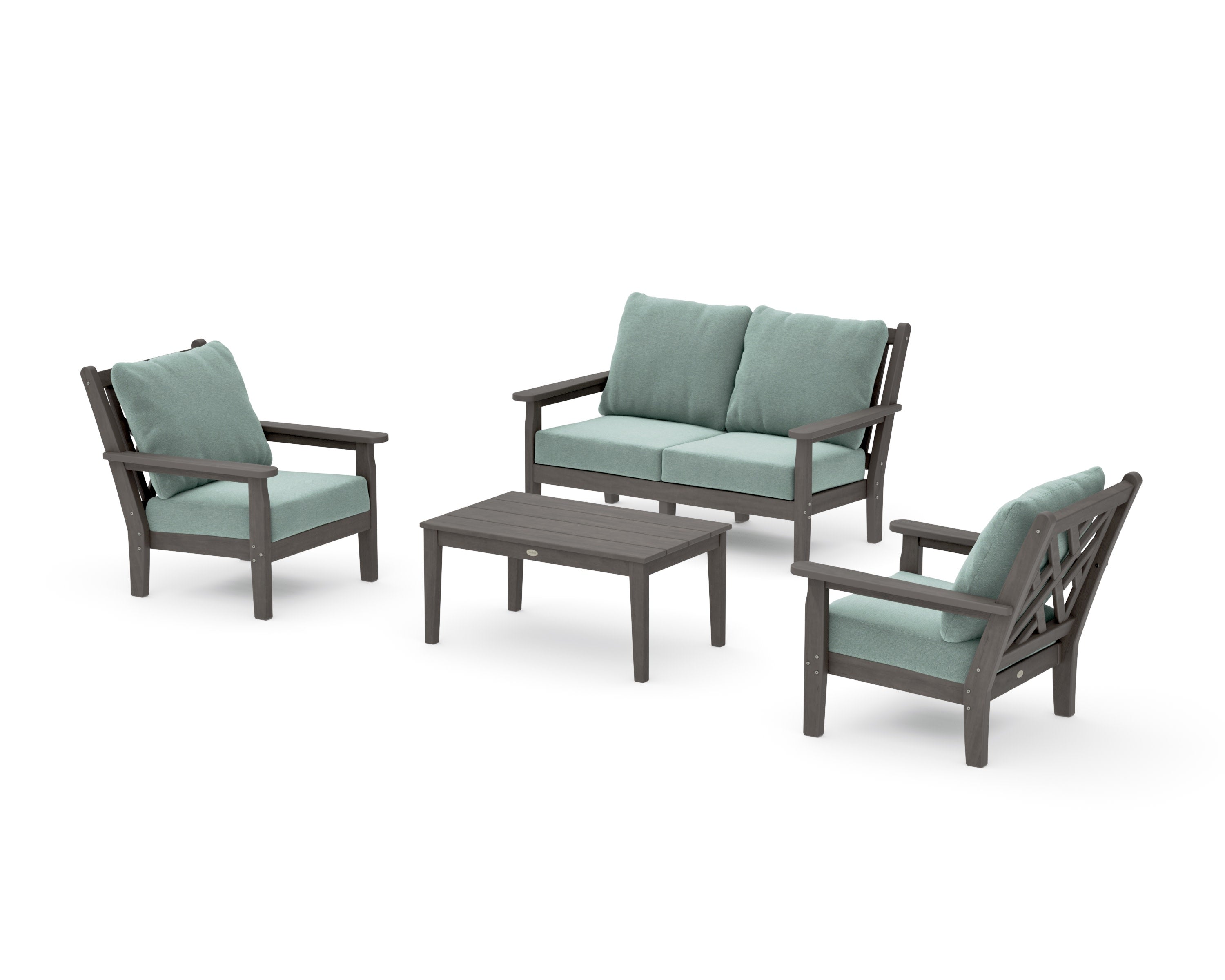 Chippendale 4-Piece Deep Seating Set with Loveseat in Driftwood / Glacier Spa