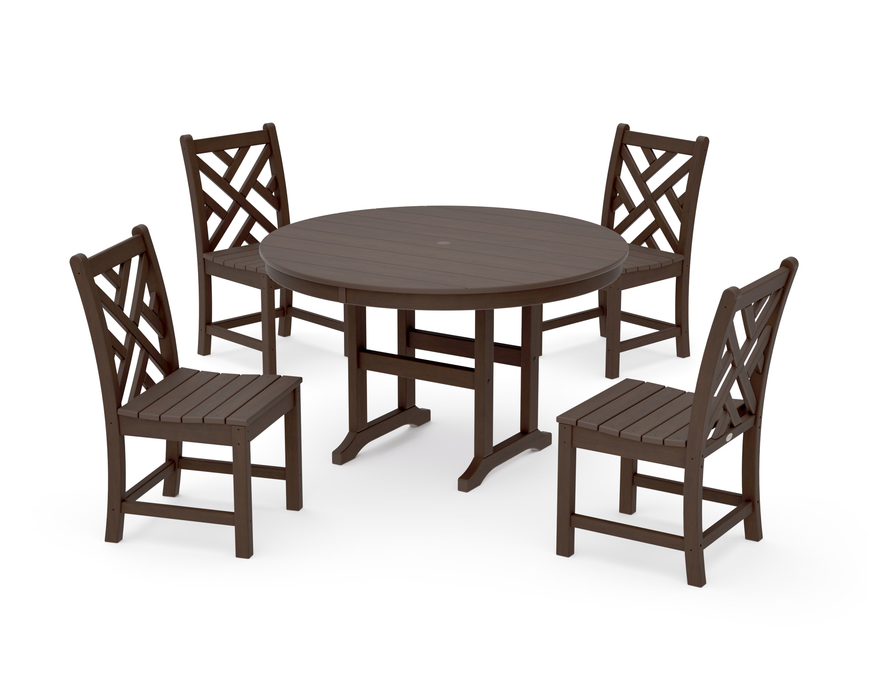 Chippendale 5-Piece Round Farmhouse Side Chair Dining Set in Kona