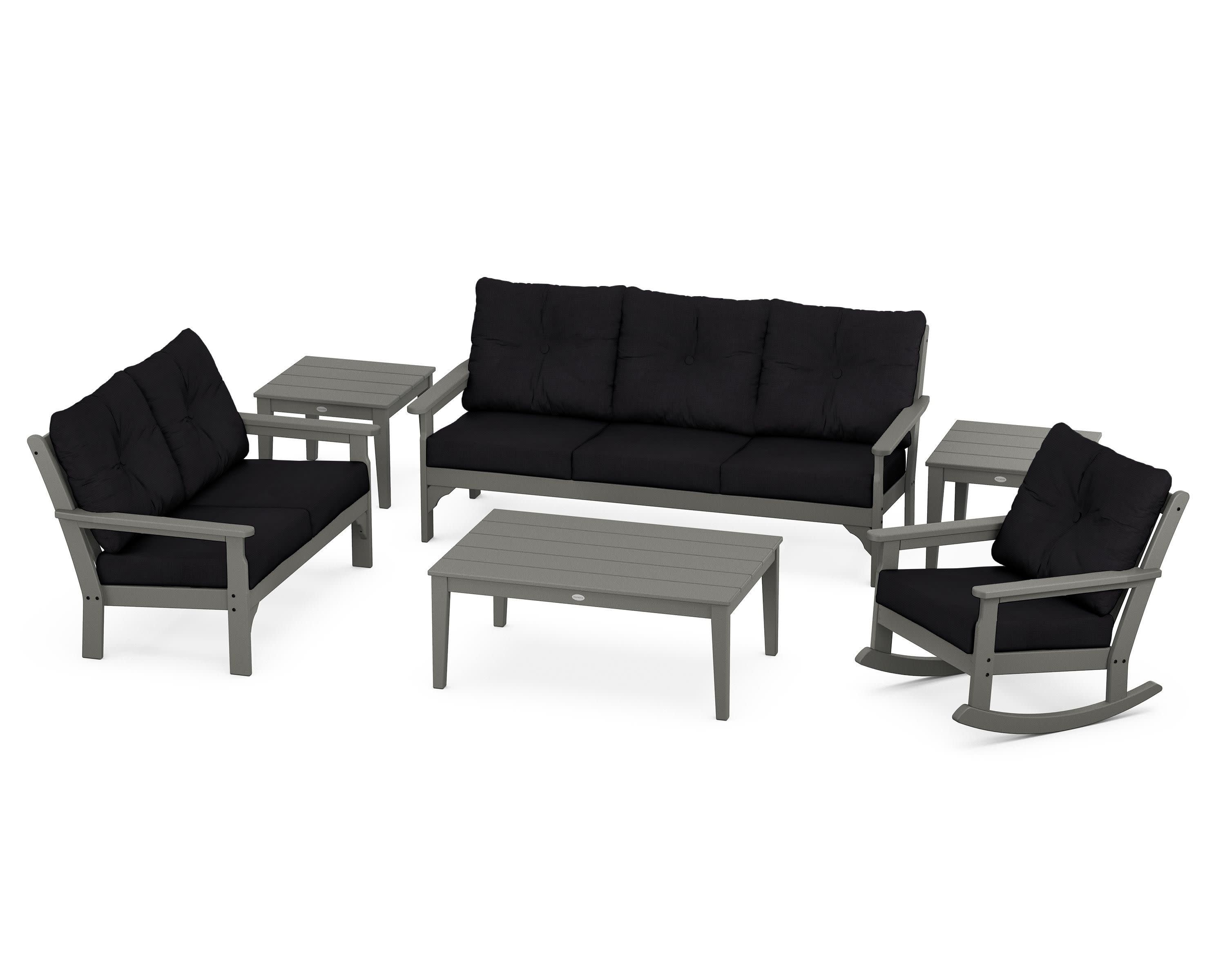 Vineyard 6-Piece Deep Seating Set in Slate Grey / Midnight Linen